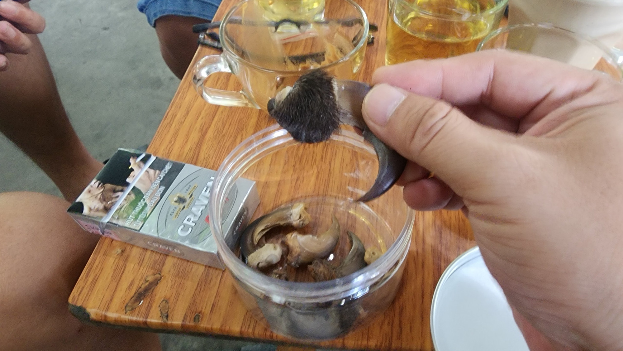 Một chiếc móng gấu được một đầu nậu chào bán cho phóng viên tại huyện Bắc Trà My (Quảng Nam) với giá 800.000 đồng. Một chiếc móng gấu được một đầu nậu chào bán cho phóng viên tại huyện Bắc Trà My (Quảng Nam) với giá 800.000 đồng.