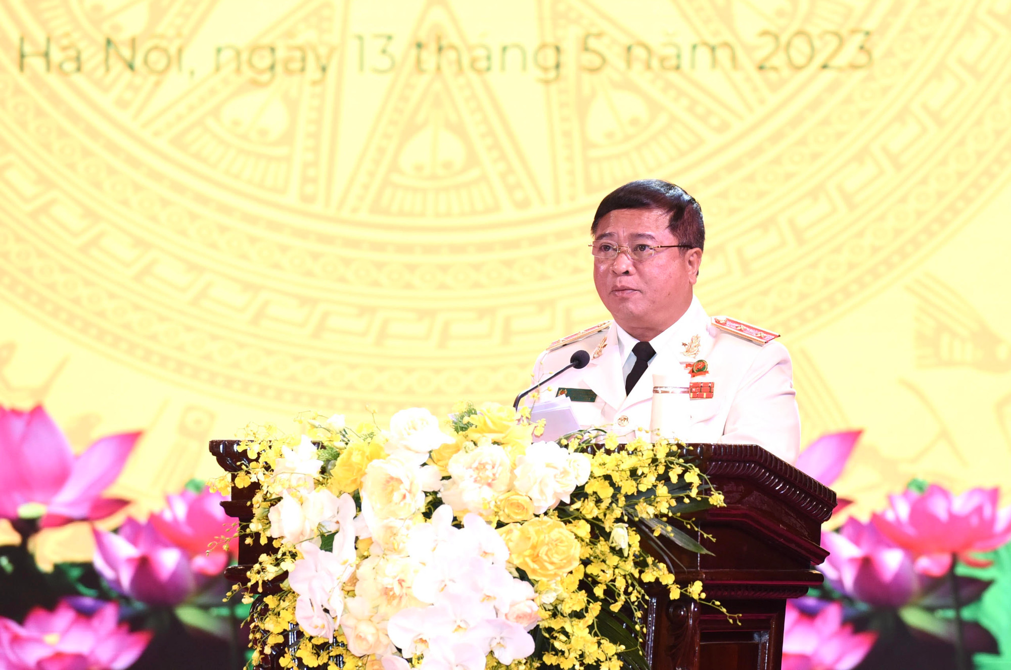 Trung tướng Nguyễn Đình Thuận, Cục trưởng Cục An ninh kinh tế phát biểu.