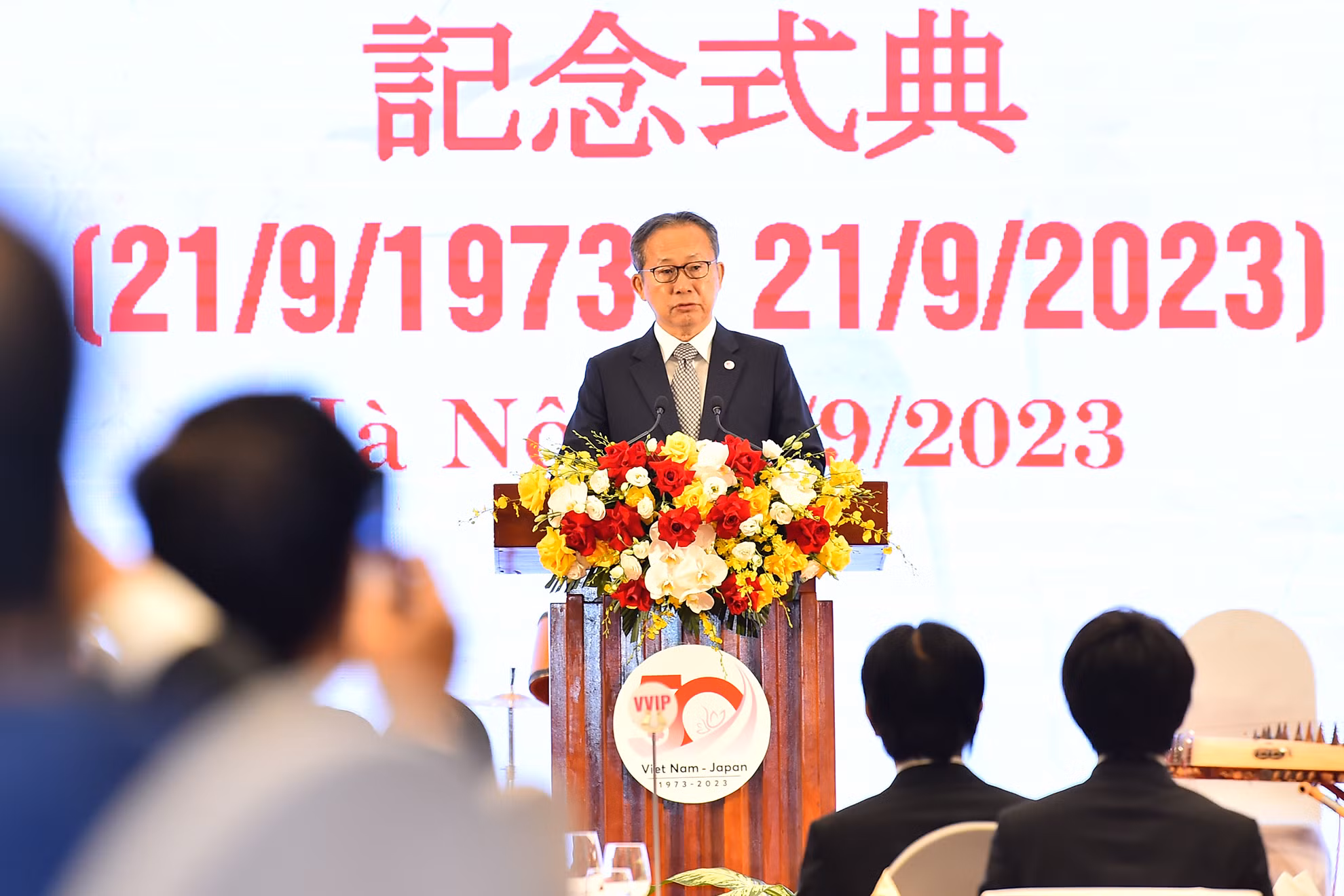 Đại sứ đặc mệnh toàn quyền Nhật Bản tại Việt Nam Yamada Takio phát biểu tại lễ kỷ niệm.