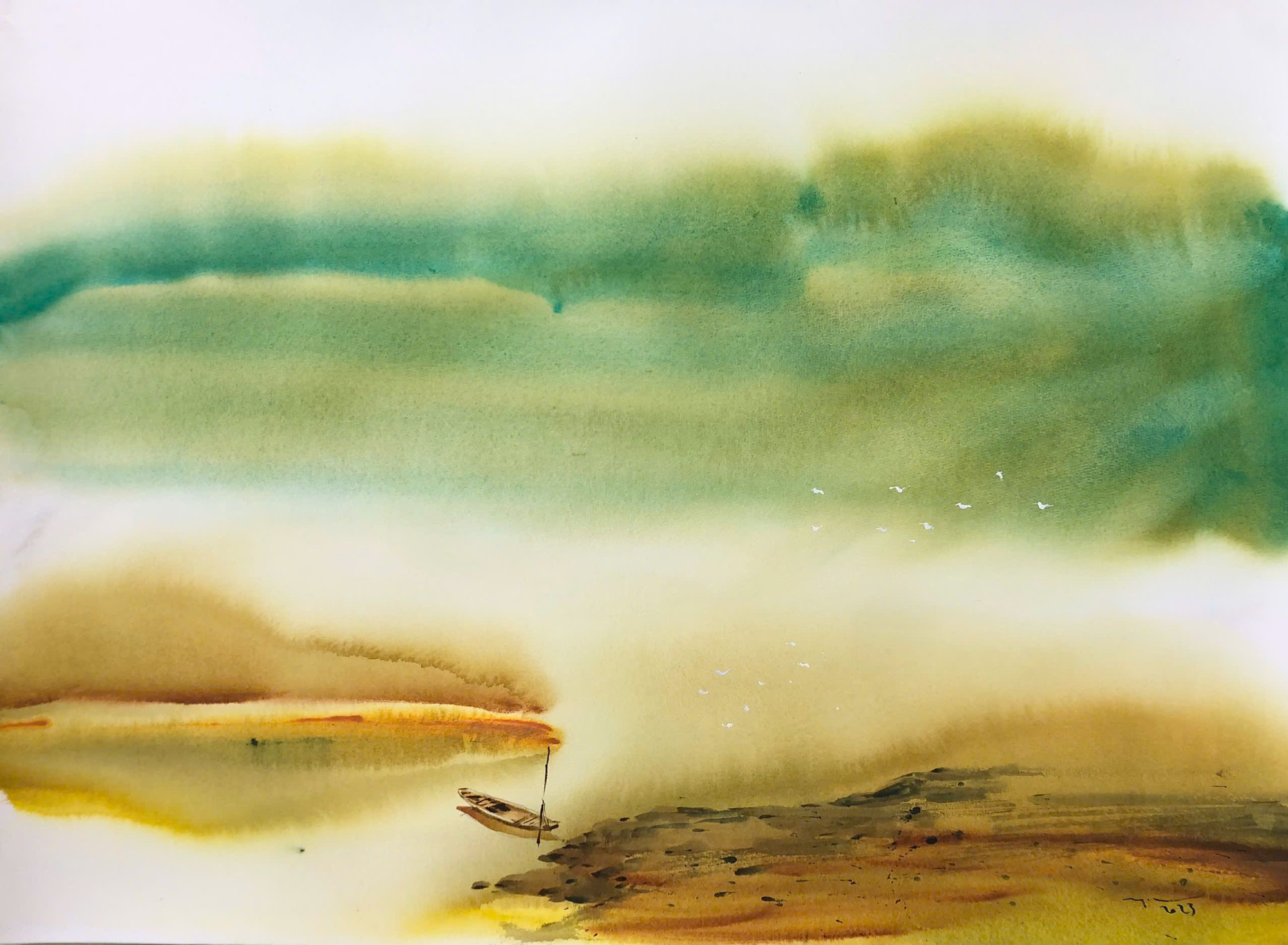 Mầu sắc đầy chất gợi trong tranh mầu nước của Trương Văn Ngọc.