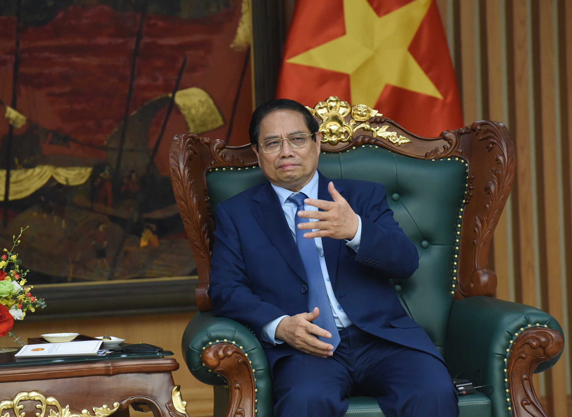 Thủ tướng Phạm Minh Chính phát biểu tại buổi tiếp.