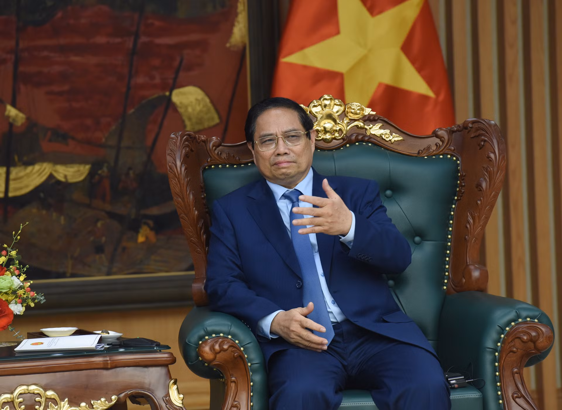 Thủ tướng Phạm Minh Chính phát biểu tại buổi tiếp.