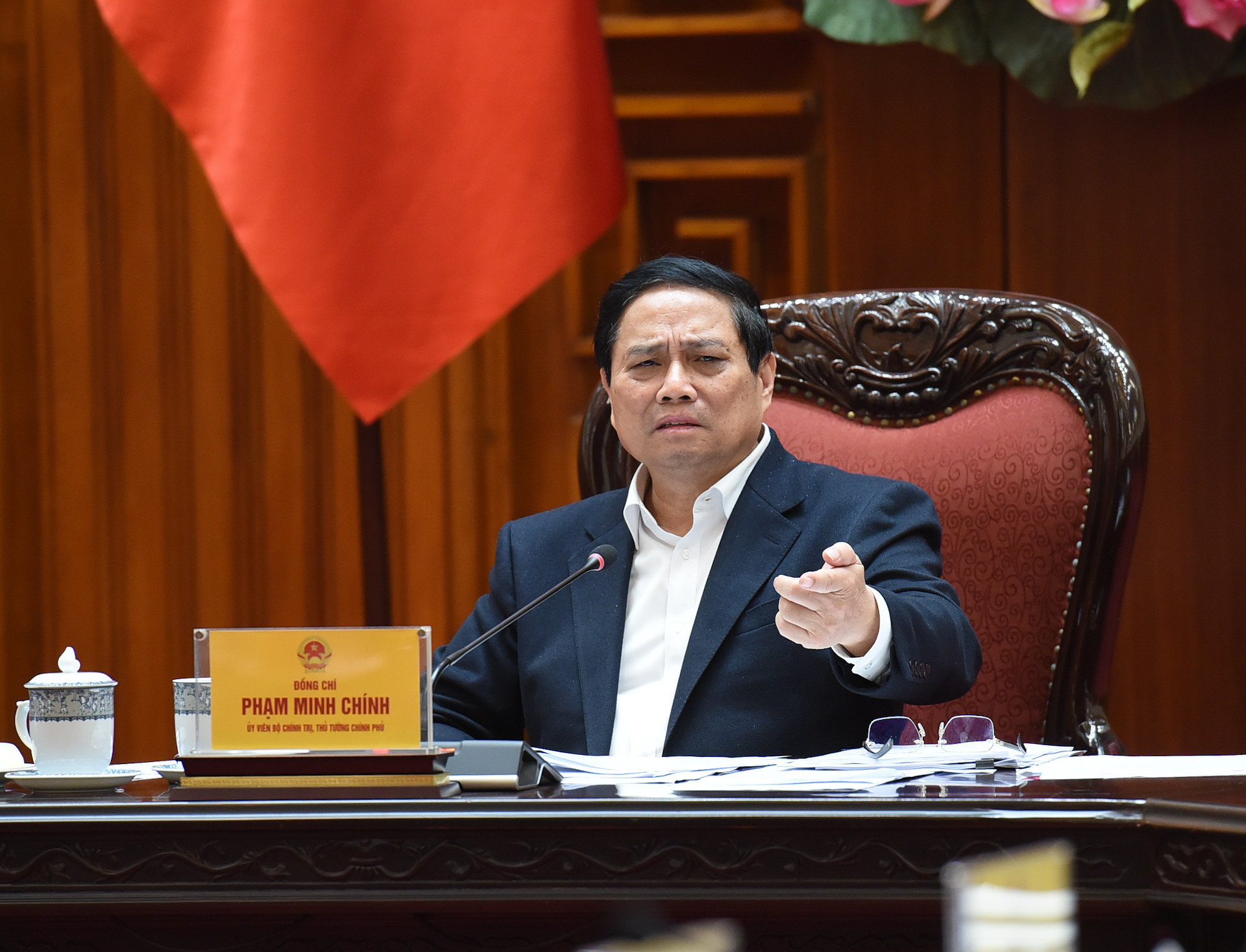 Bí thư Đảng ủy Chính phủ, Thủ tướng Chính phủ Phạm Minh Chính phát biểu tại hội nghị.