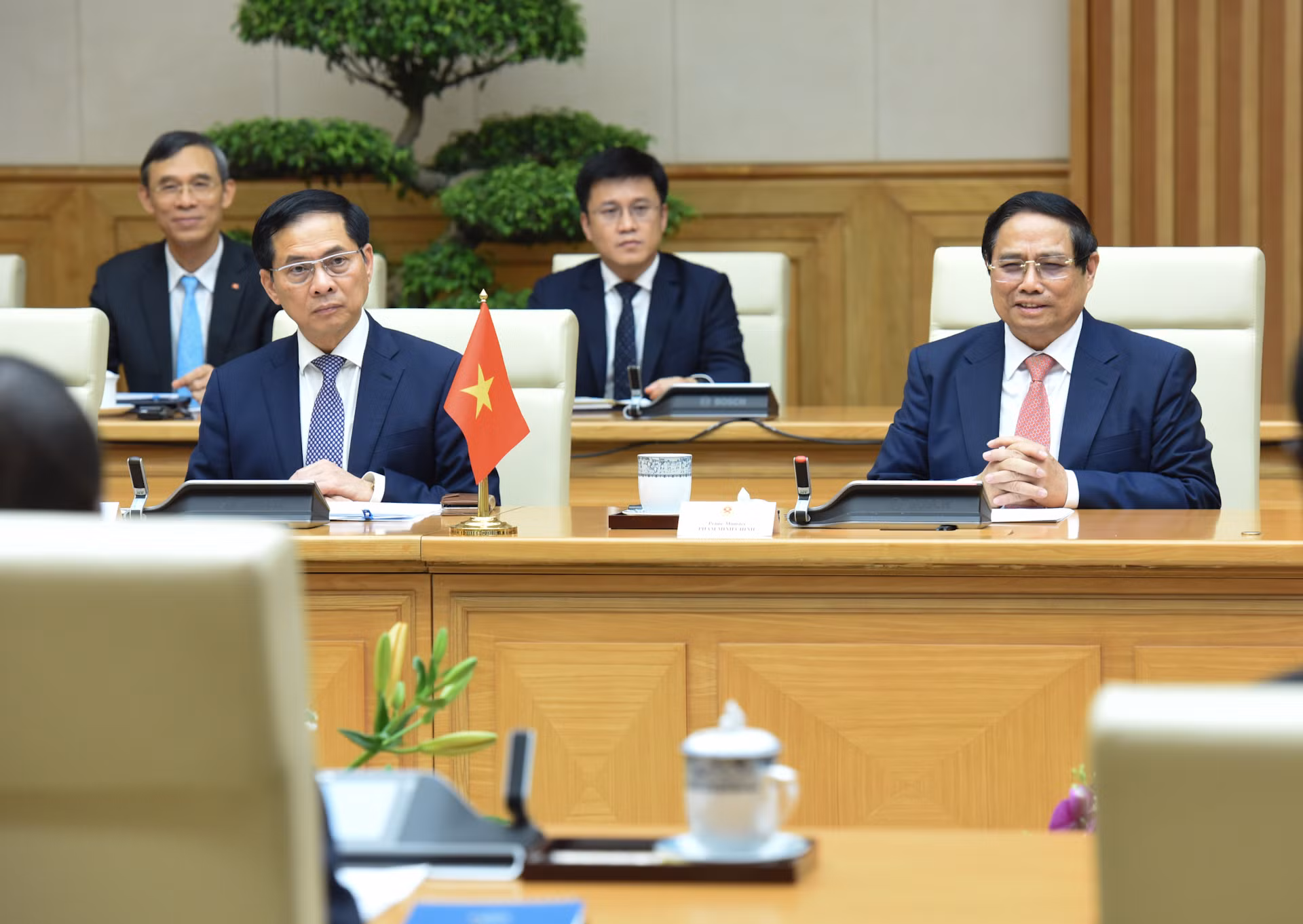 Thủ tướng Phạm Minh Chính phát biểu tại hội đàm. Thủ tướng Phạm Minh Chính phát biểu tại hội đàm.