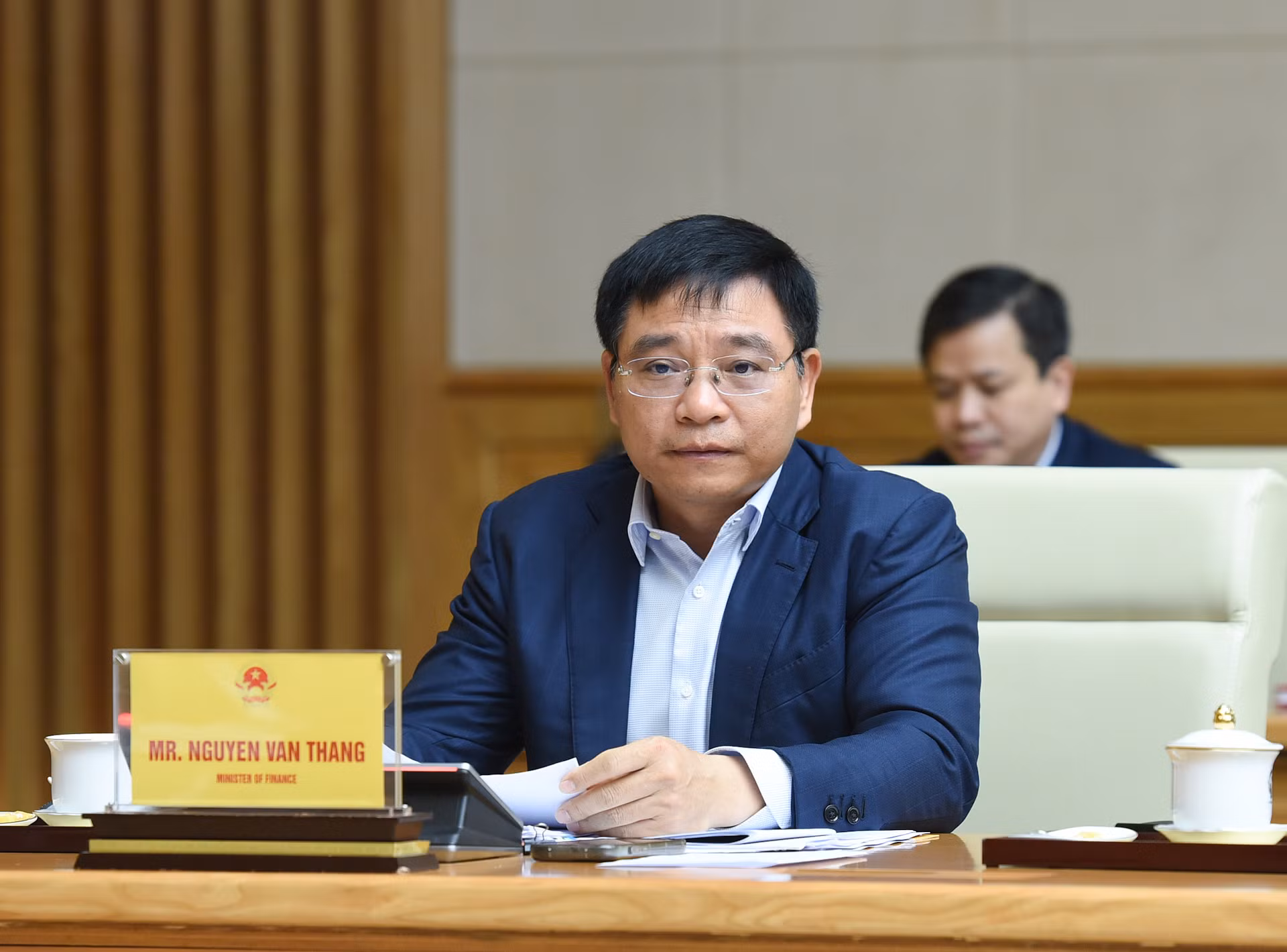 Bộ trưởng Tài Chính Nguyễn Văn Thắng phát biểu.