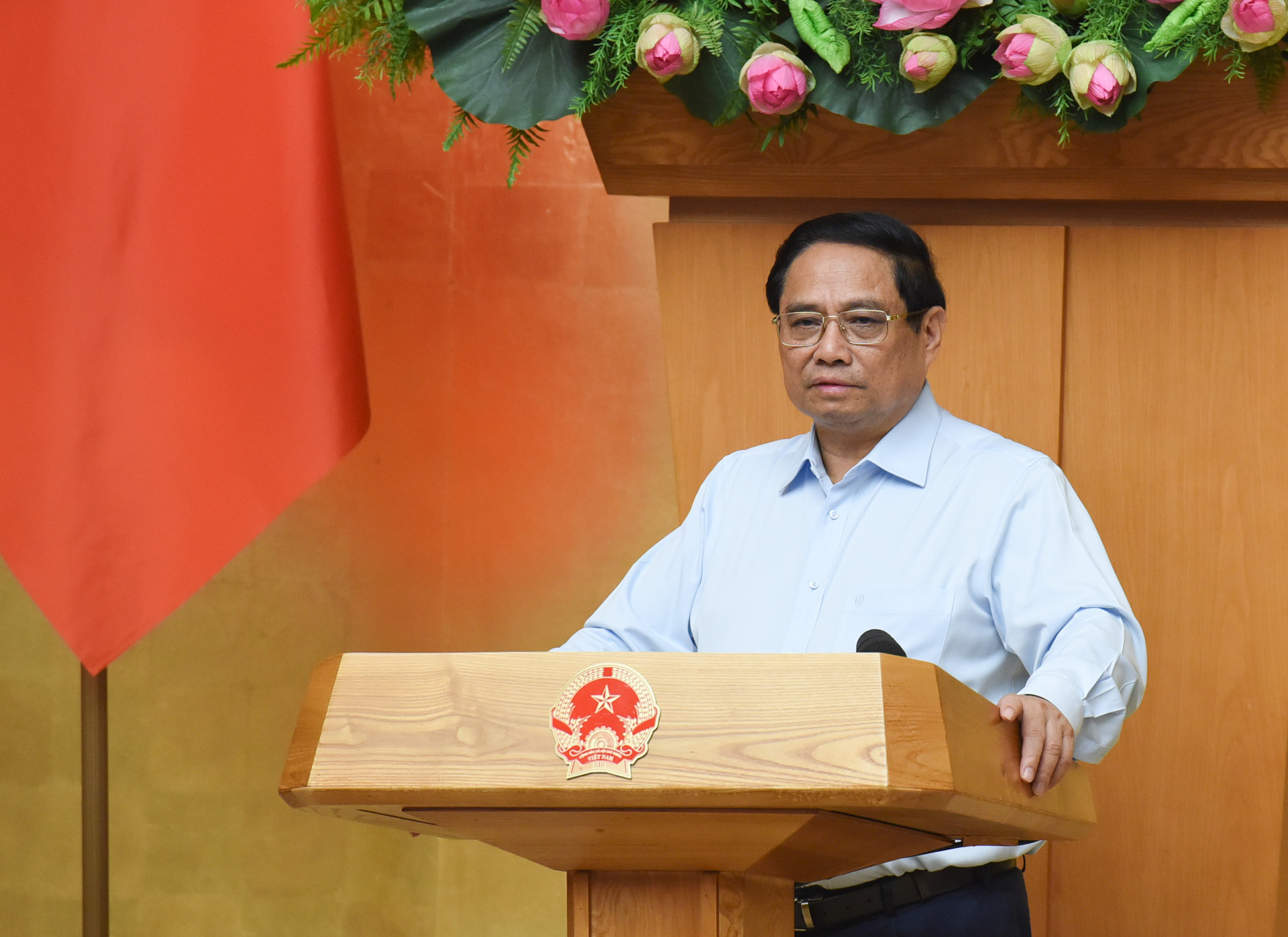 Thủ tướng Phạm Minh Chính phát biểu tại phiên họp Chính phủ chuyên đề về xây dựng pháp luật tháng 9 năm 2024.