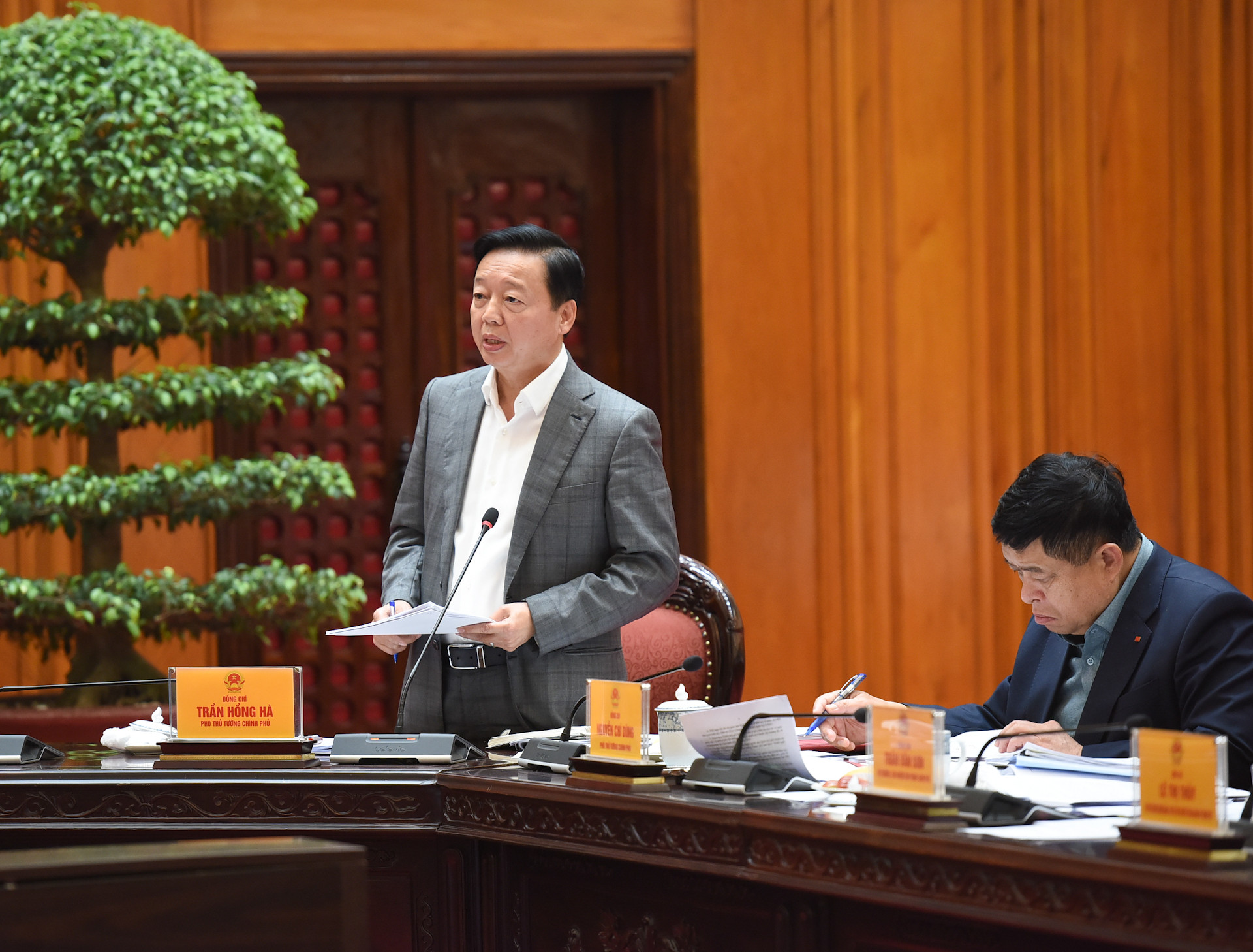 Phó Thủ tướng Trần Hồng Hà phát biểu tại cuộc họp.