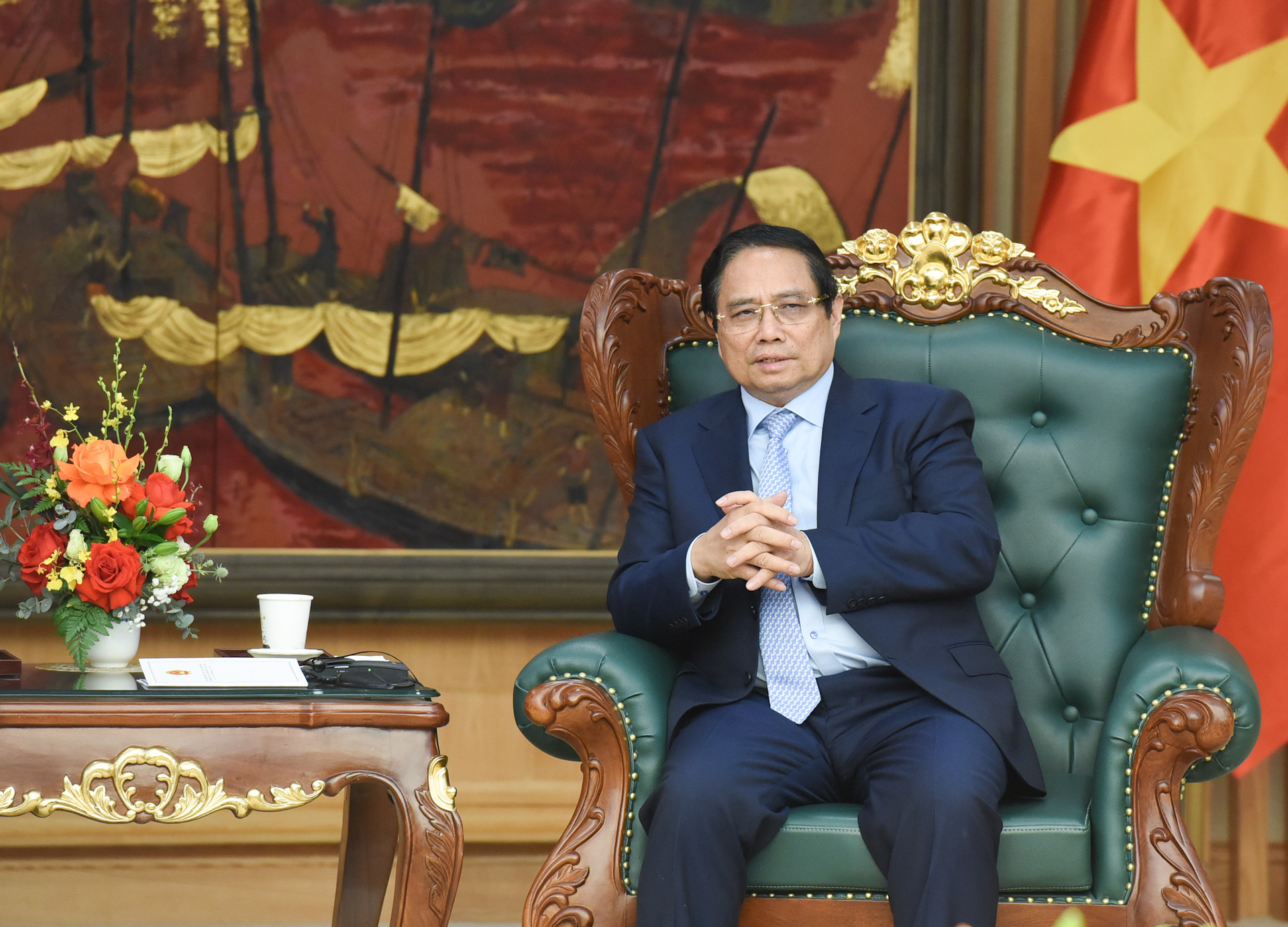 Thủ tướng Phạm Minh Chính phát biểu tại buổi tiếp.