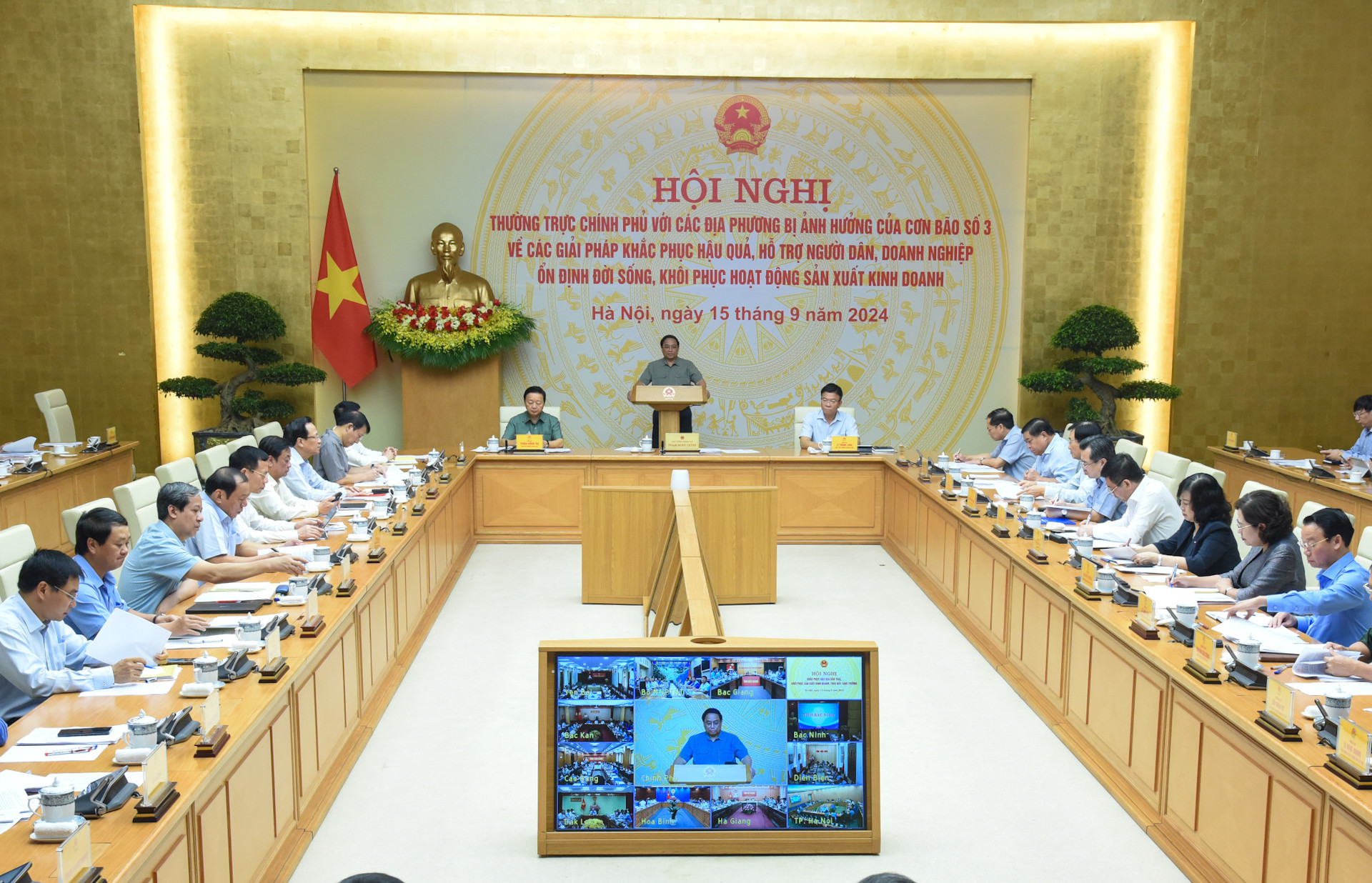 [Ảnh] Hội nghị Thường trực Chính phủ với các địa phương về khắc phục hậu quả bão số 3 ảnh 1