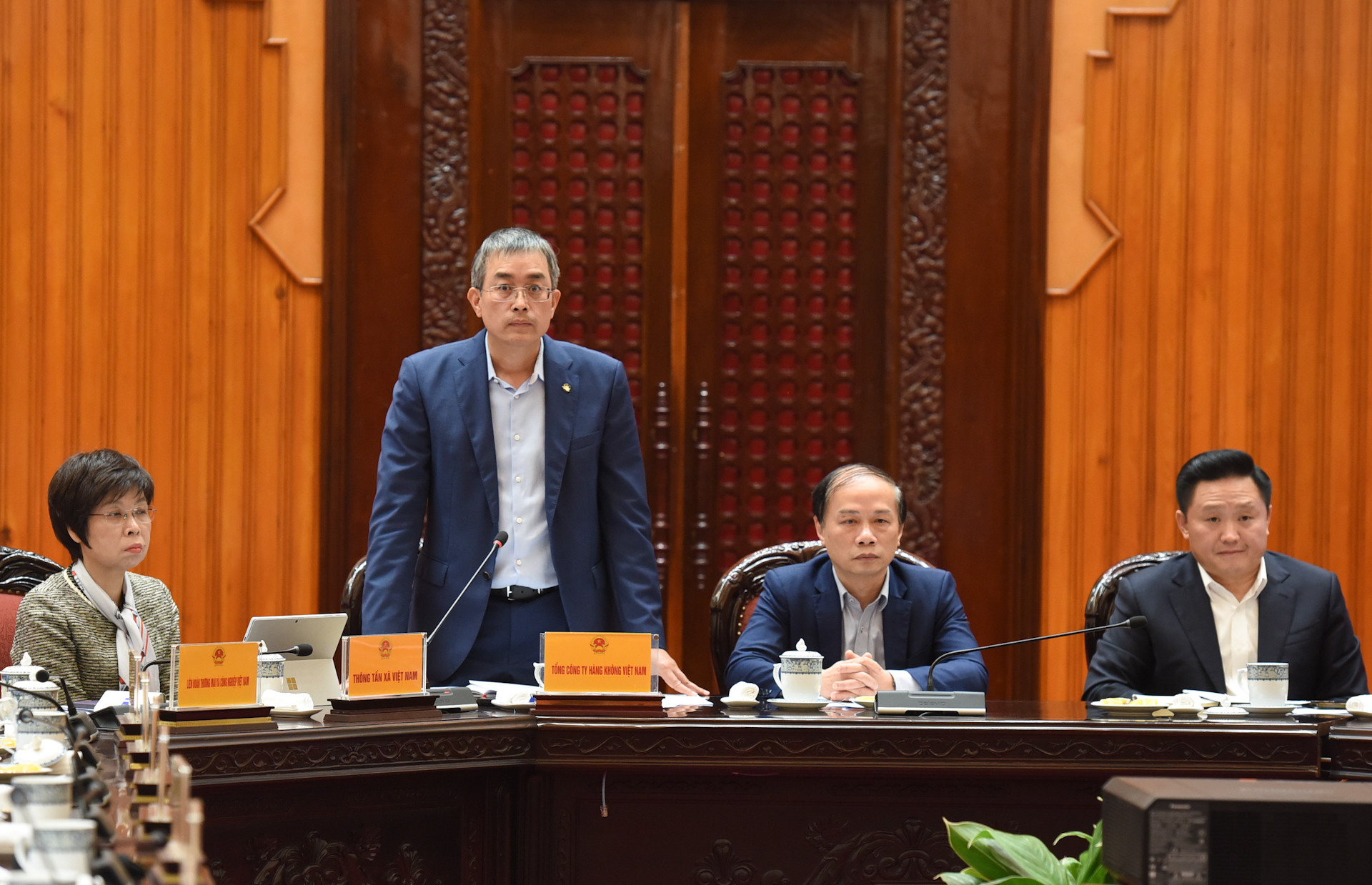 Chủ tịch Hội đồng quản trị Vietnam Airlines Đặng Ngọc Hòa phát biểu.