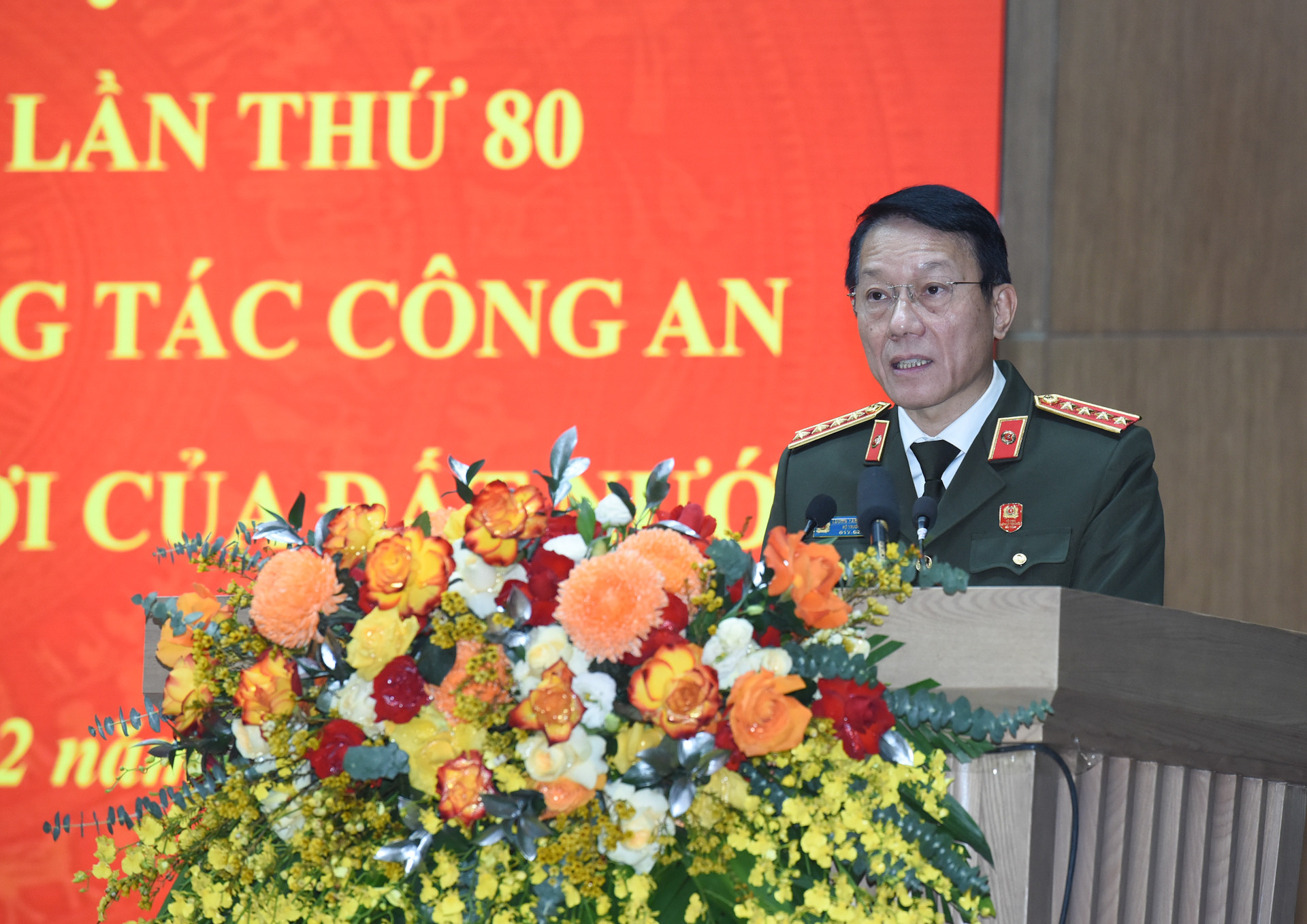 Bộ trưởng Công an Lương Tam Quang phát biểu tại hội nghị. Bộ trưởng Công an Lương Tam Quang phát biểu tại hội nghị.