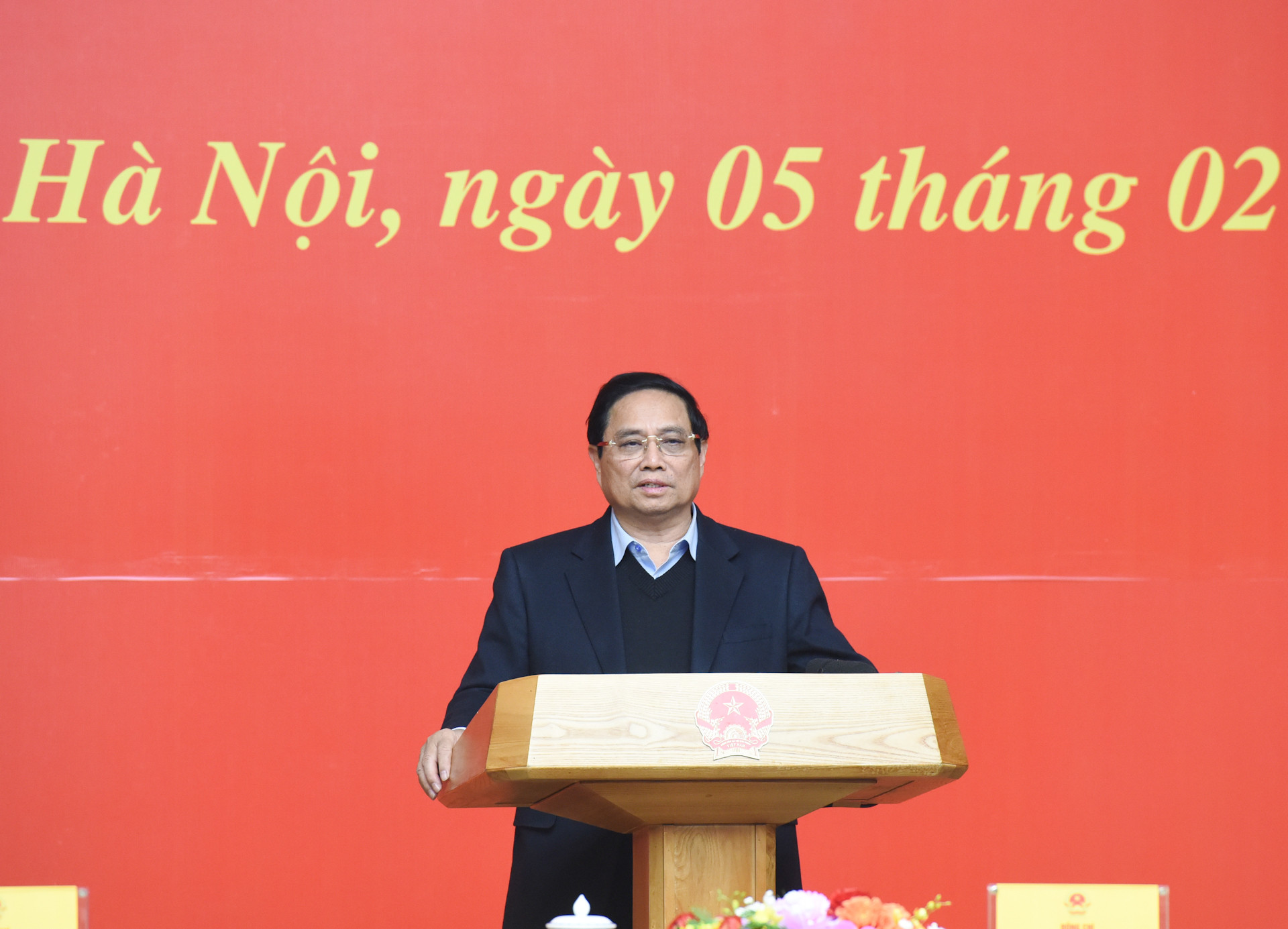 Thủ tướng Phạm Minh Chính, Bí thư Đảng ủy Chính phủ phát biểu khai mạc Hội nghị lần thứ nhất Ban Chấp hành Đảng bộ Chính phủ nhiệm kỳ 2020-2025.