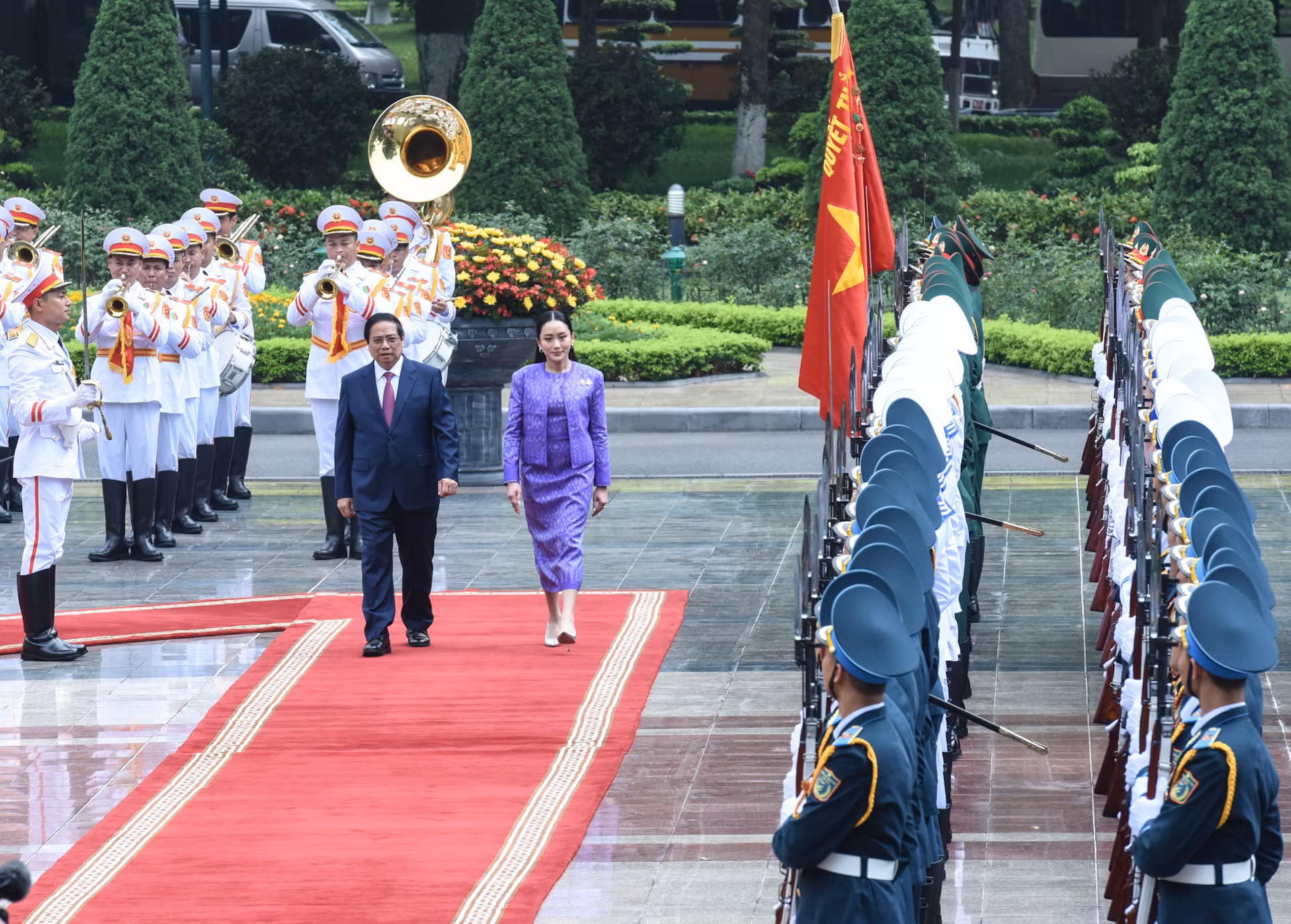 [Ảnh] Lễ đón Thủ tướng Vương quốc Thái Lan Paetongtarn Shinawatra thăm chính thức Việt Nam
