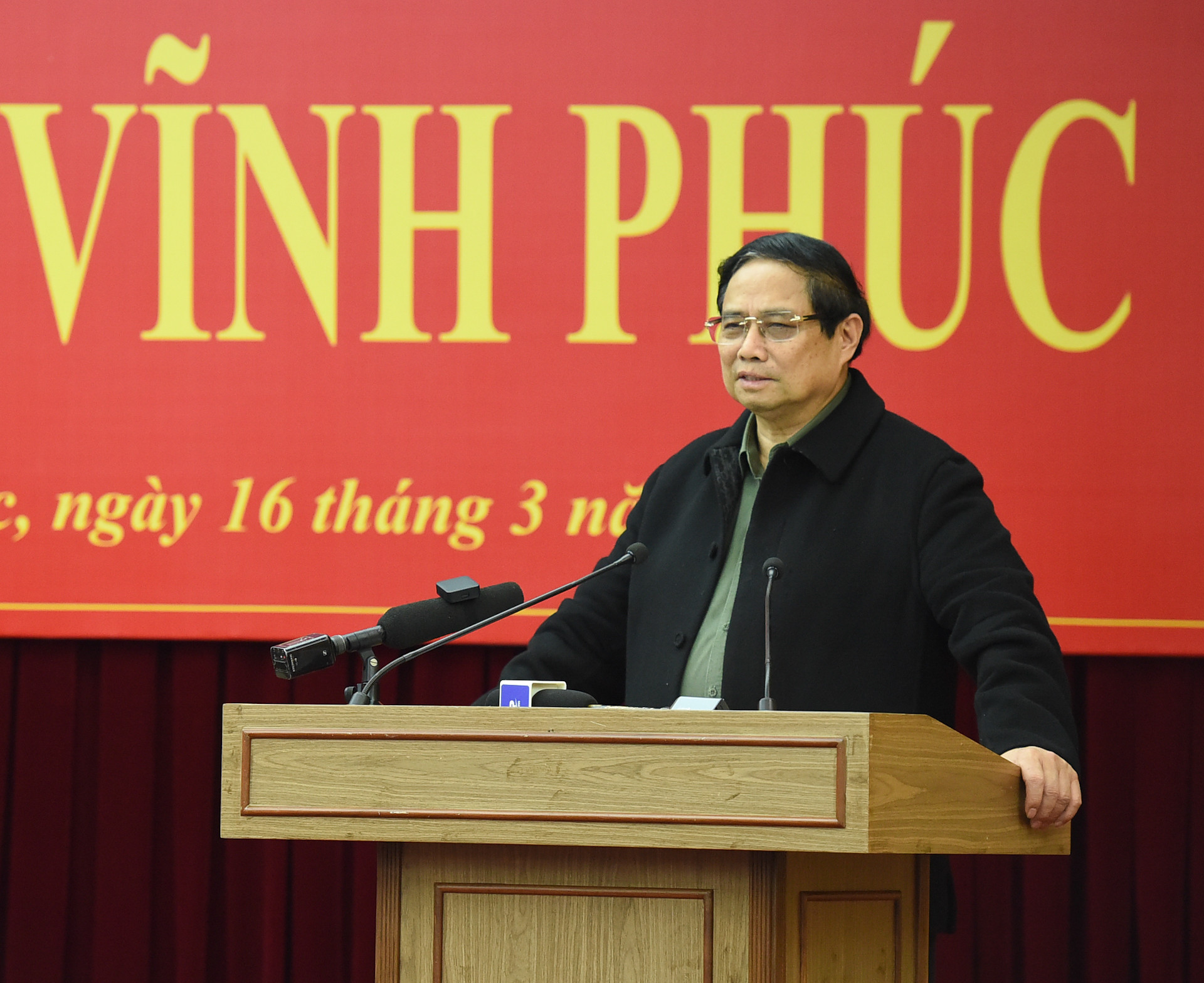 Thủ tướng Phạm Minh Chính phát biểu tại buổi làm việc với lãnh đạo tỉnh Vĩnh Phúc.