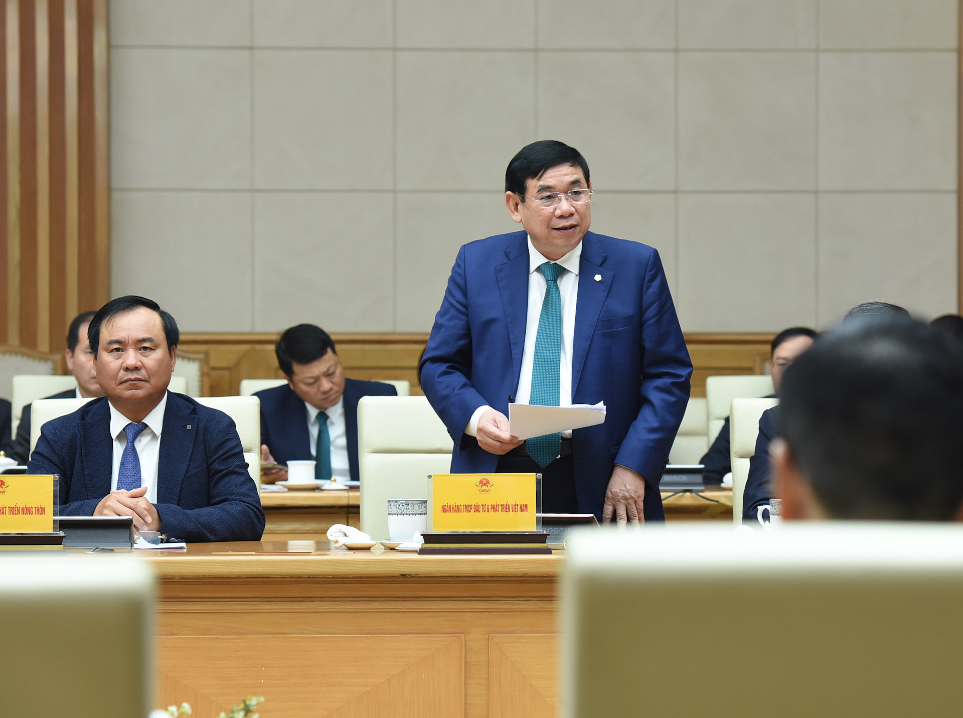 Đại diện lãnh đạo Ngân hàng Thương mại cổ phần Đầu tư và Phát triển Việt Nam phát biểu.