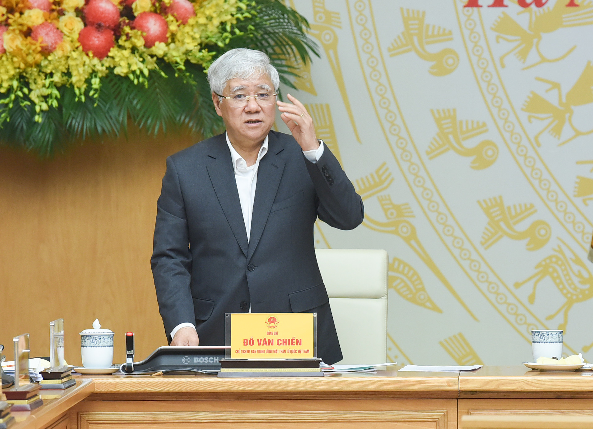 Chủ tịch Ủy ban Trung ương Mặt trận Tổ quốc Việt Nam Đỗ Văn Chiến phát biểu.