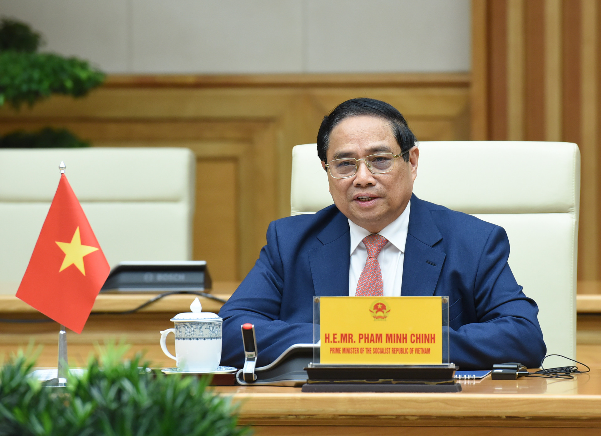 Thủ tướng Phạm Minh Chính phát biểu tại hội kiến.