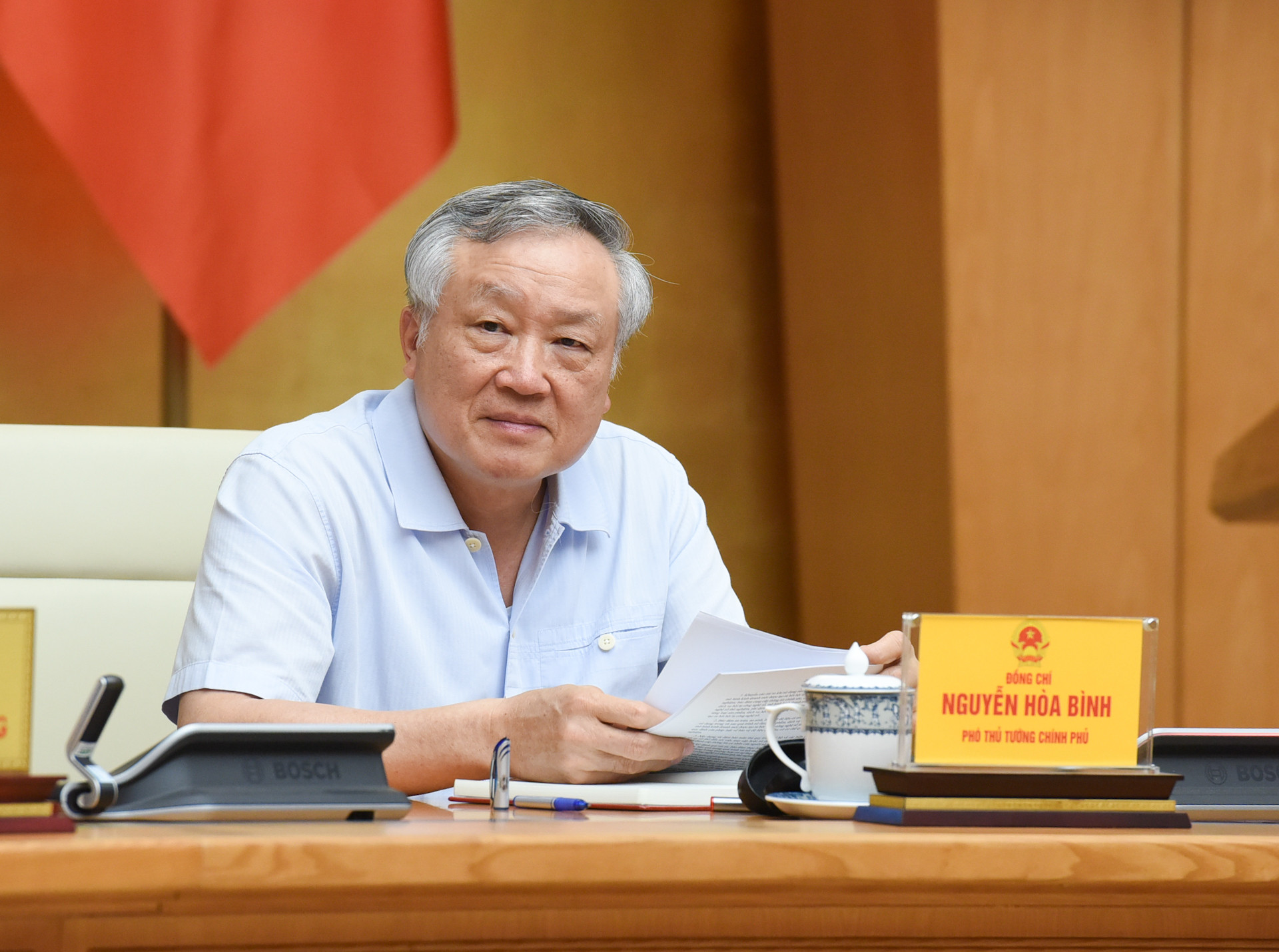 Phó Thủ tướng Nguyễn Hòa Bình phát biểu.