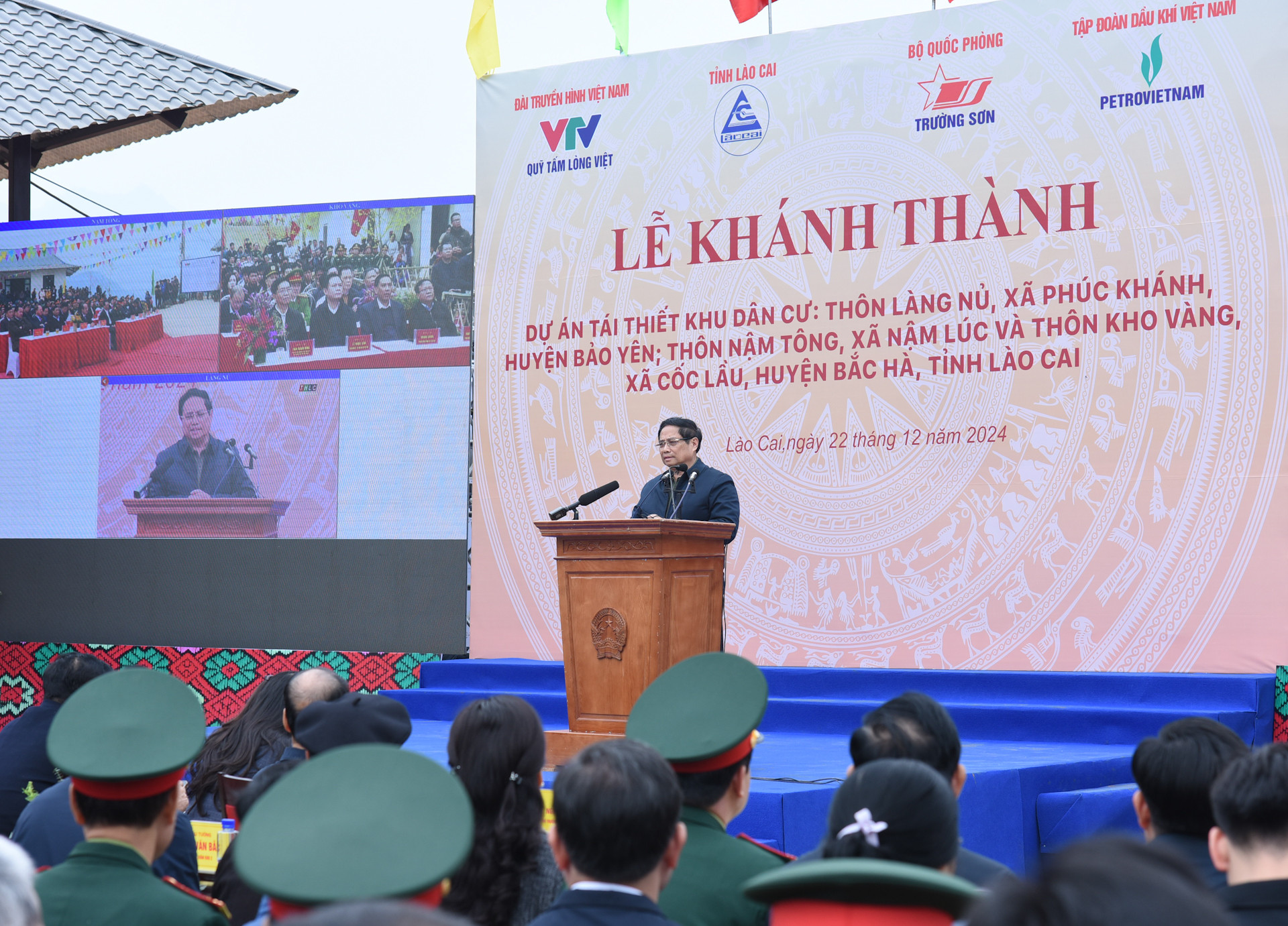 Thủ tướng Phạm Minh Chính phát biểu tại lễ khánh thành dự án tái thiết thôn Làng Nủ; thôn Nậm Tông và thôn Kho Vàng.