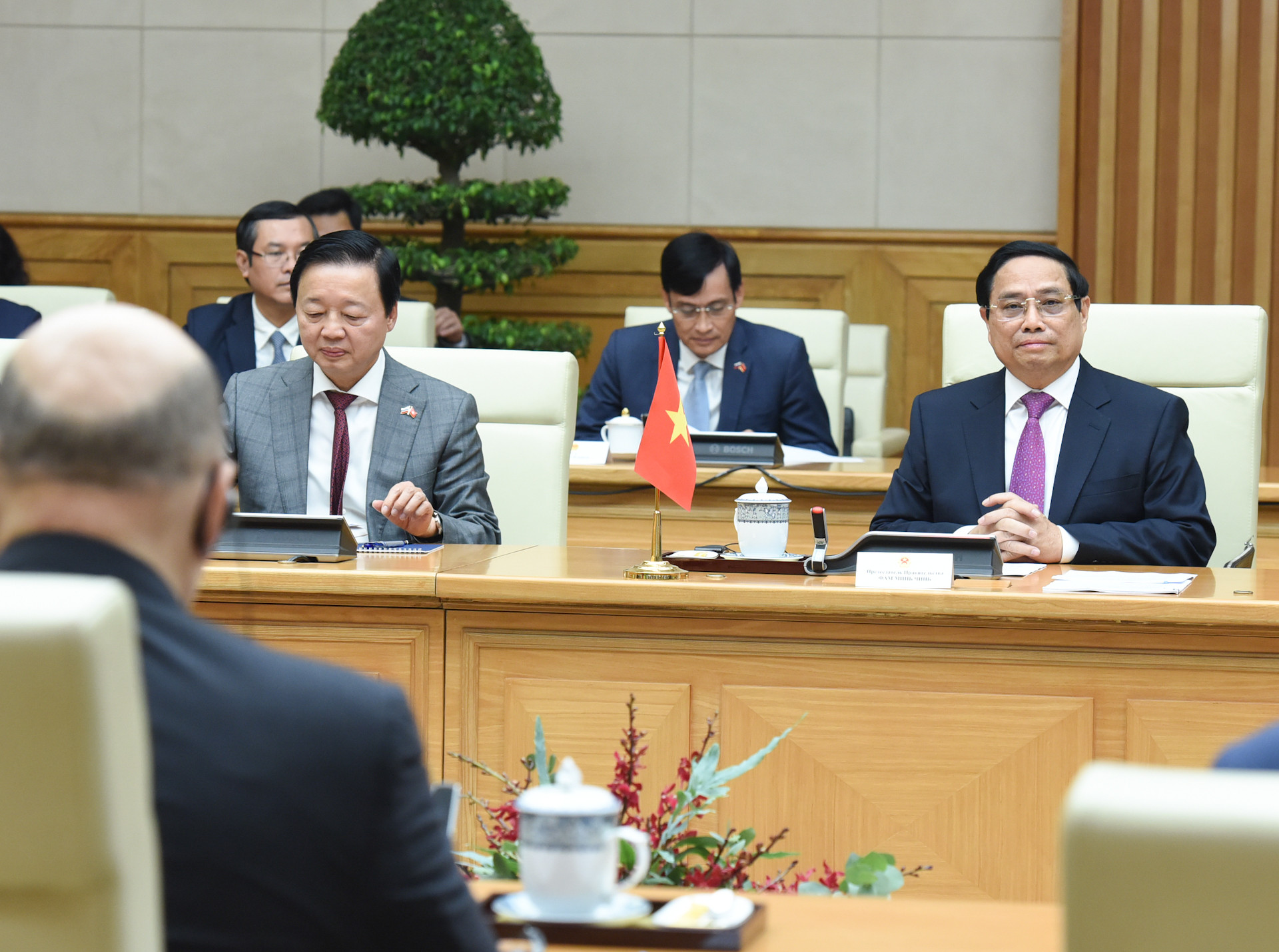 Thủ tướng Phạm Minh Chính phát biểu tại hội đàm với Thủ tướng Chính phủ Liên bang Nga Mikhail Vladimirovich Mishustin.