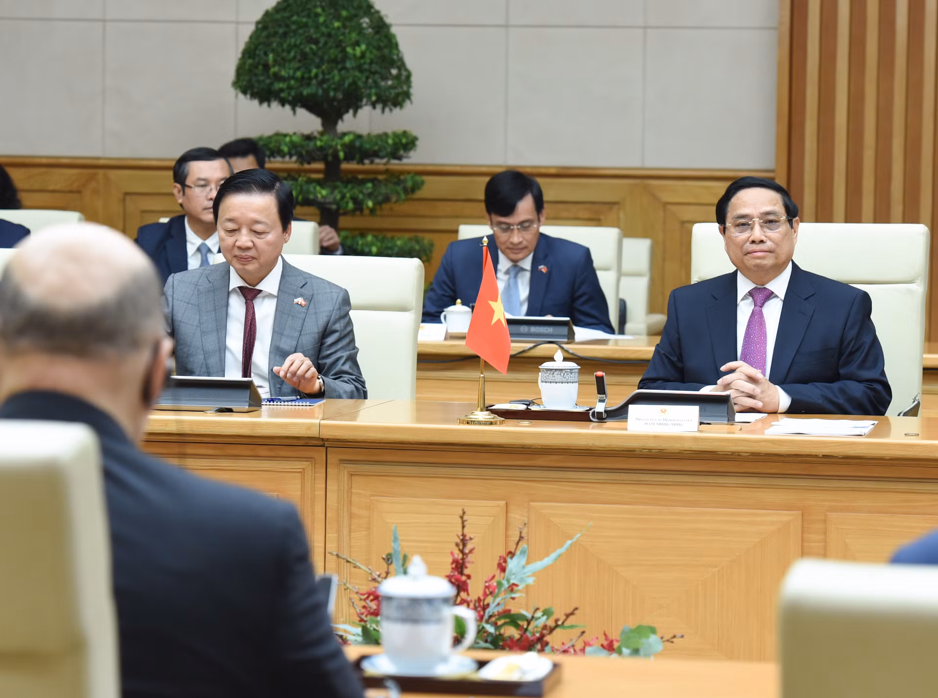 Thủ tướng Phạm Minh Chính phát biểu tại hội đàm với Thủ tướng Chính phủ Liên bang Nga Mikhail Vladimirovich Mishustin.