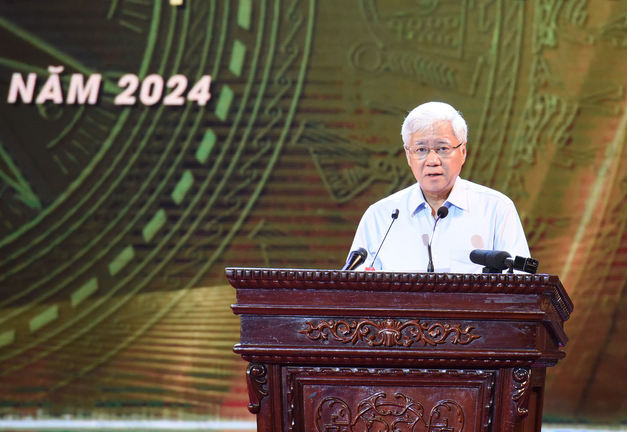 Chủ tịch Ủy ban Trung ương Mặt trận Tổ quốc Việt Nam Đỗ Văn Chiến phát biểu tại buổi lễ.