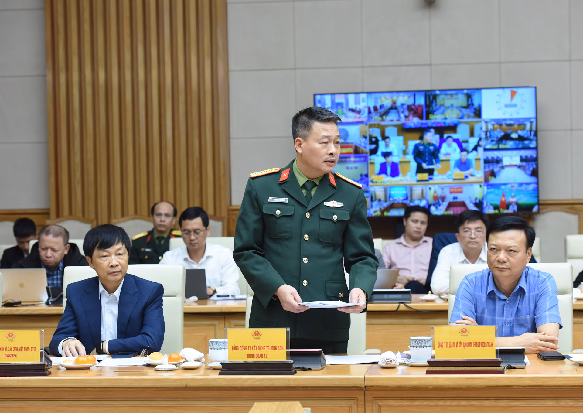 Đại diện lãnh đạo Tổng công ty Xây dựng Trường Sơn phát biểu.