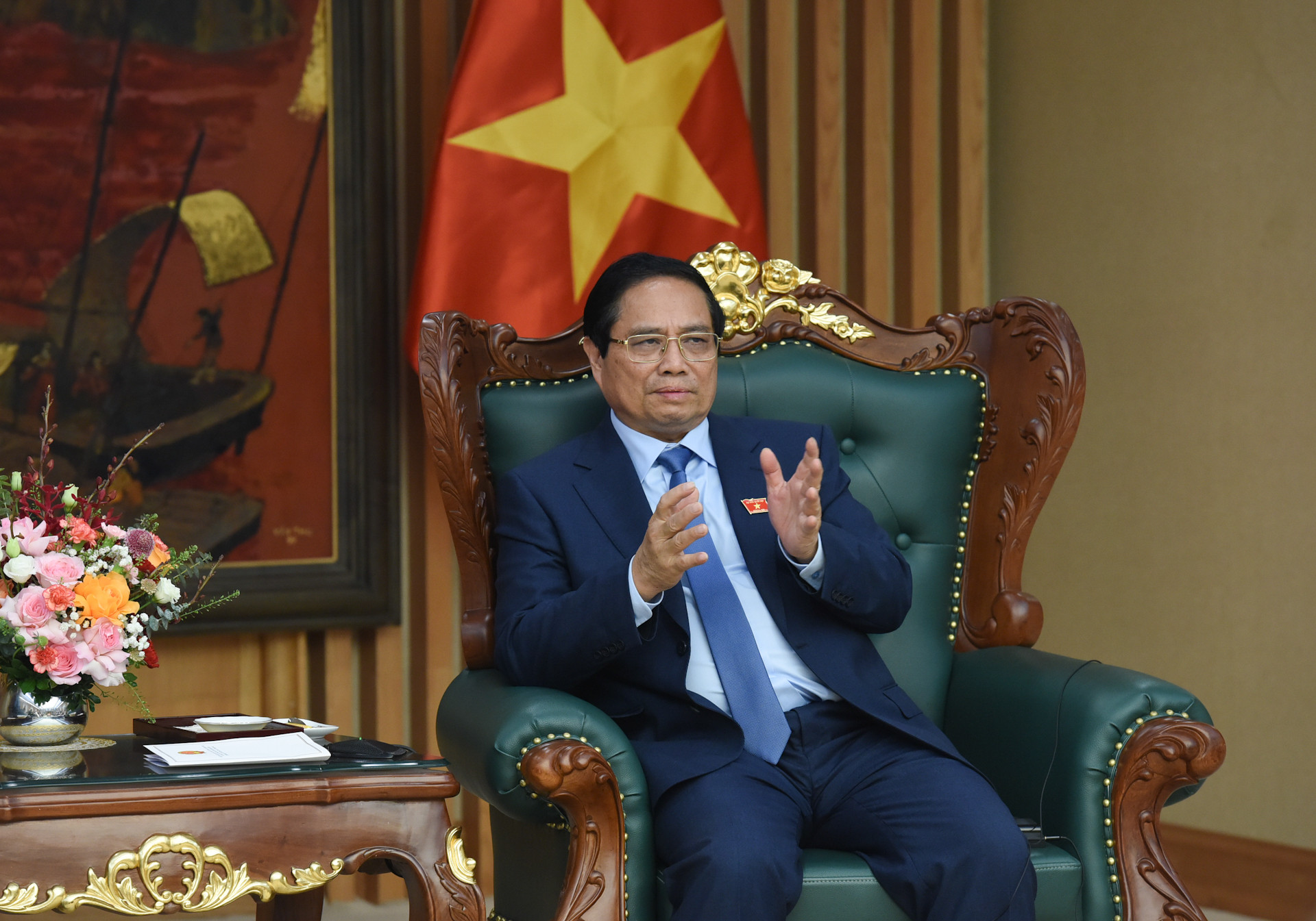 Thủ tướng Phạm Minh Chính phát biểu tại buổi tiếp.