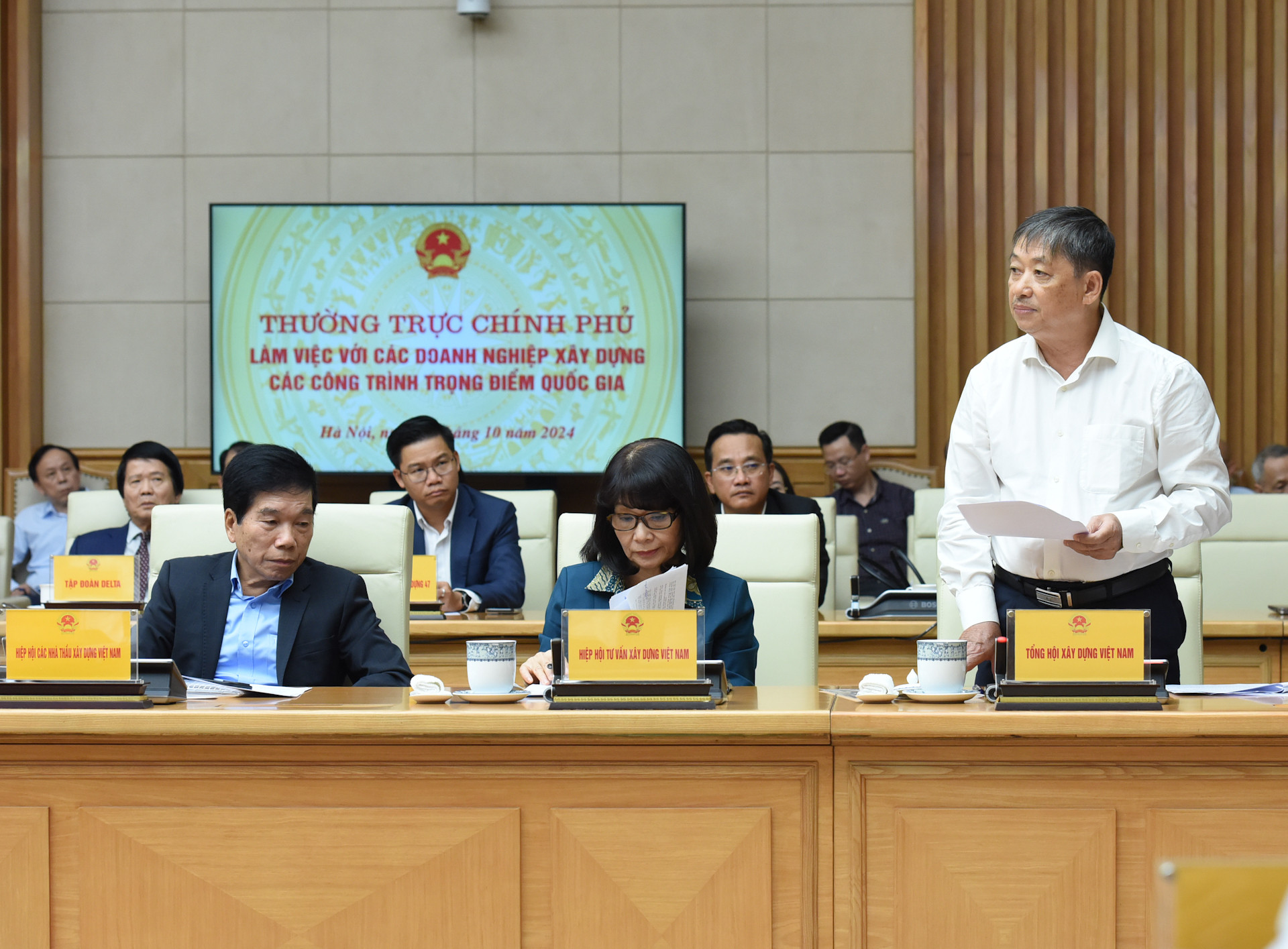 Đại diện lãnh đạo Tổng hội Xây dựng Việt Nam phát biểu. Đại diện lãnh đạo Tổng hội Xây dựng Việt Nam phát biểu.