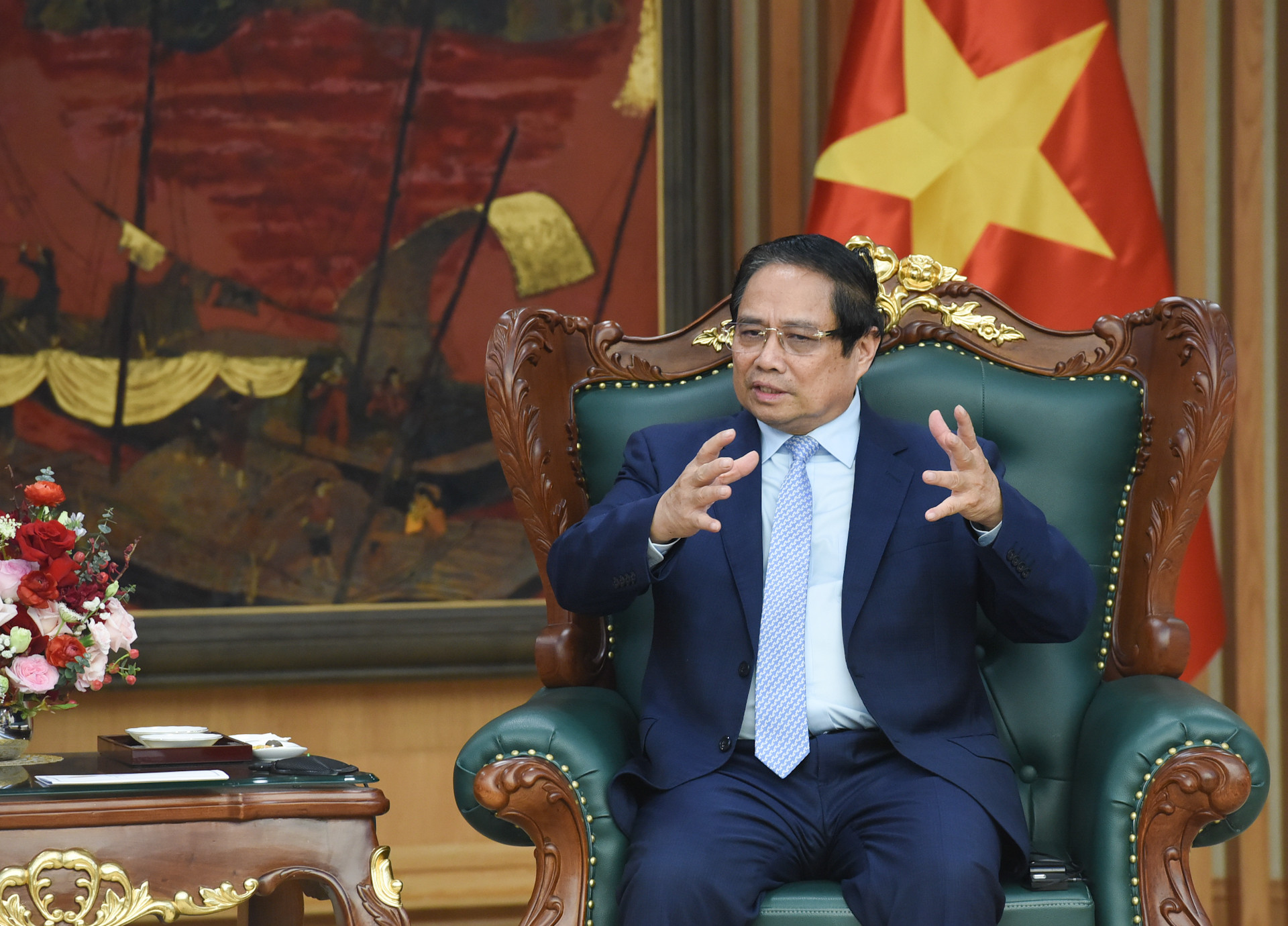 Thủ tướng Phạm Minh Chính phát biểu tại buổi tiếp.