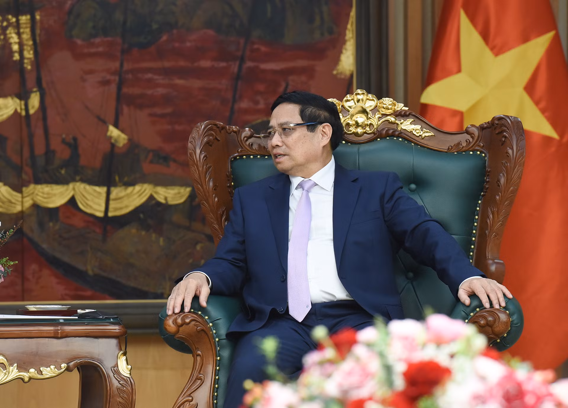 Thủ tướng Phạm Minh Chính phát biểu tại buổi tiếp.