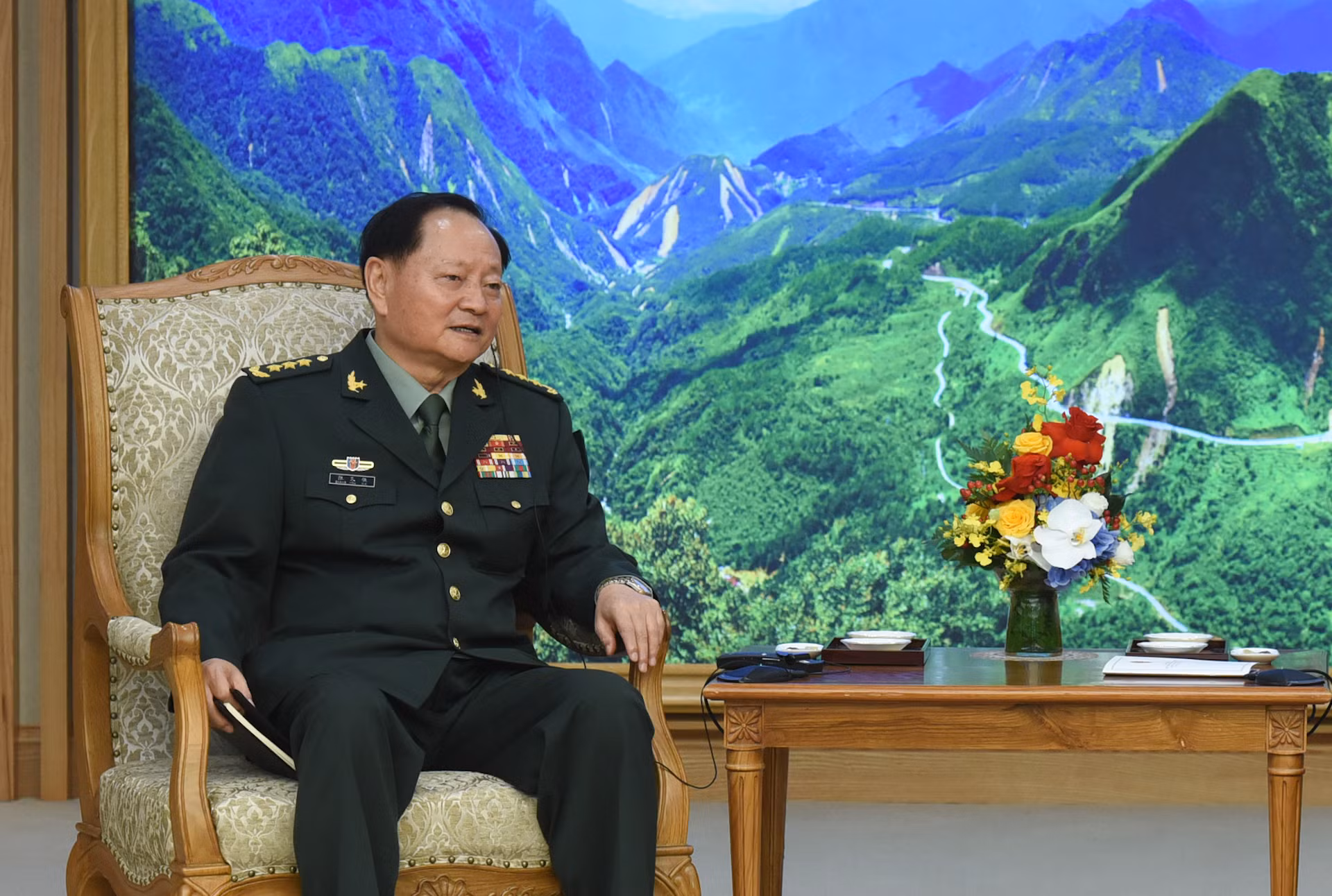 Thượng tướng Trương Hựu Hiệp, Phó Chủ tịch Quân ủy Trung ương Trung Quốc, phát biểu tại buổi tiếp.
