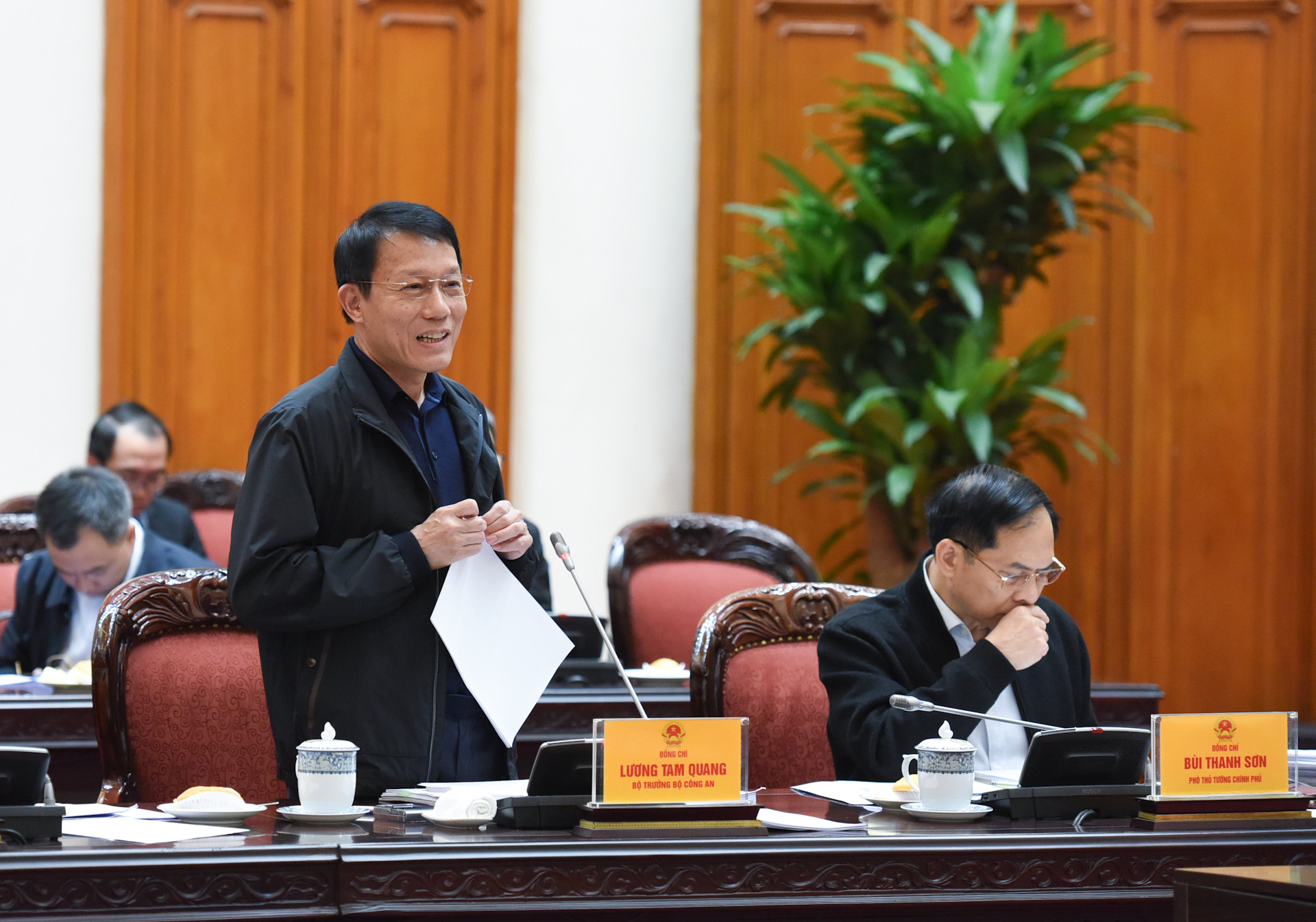 Bộ trưởng Công an Lương Tam Quang phát biểu.