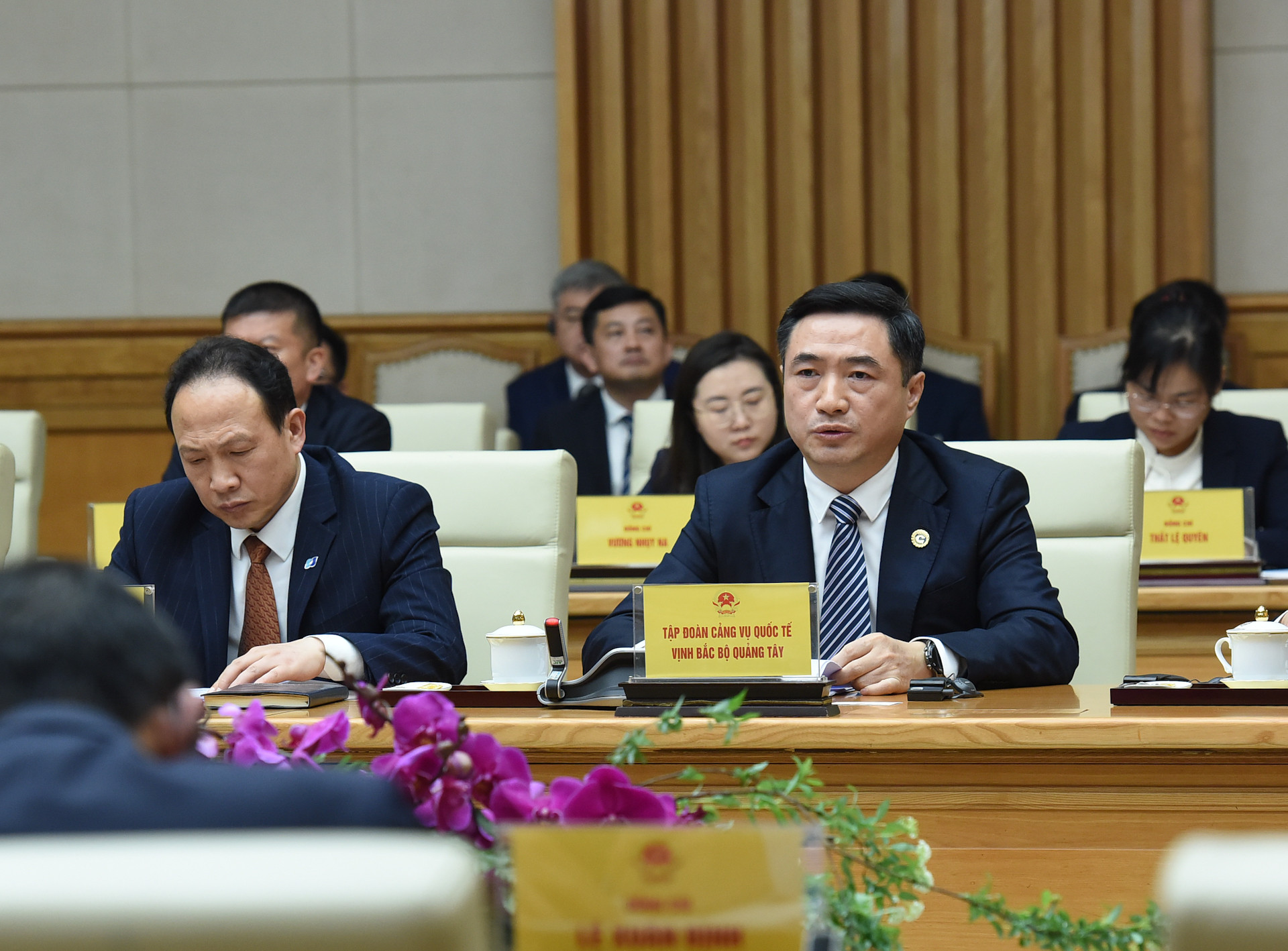 Ông Lưu Thắng Hữu, Tổng giám đốc Công ty trách nhiệm hữu hạn Tập đoàn Cảng vụ quốc tế Vịnh Bắc Bộ Quảng Tây phát biểu.