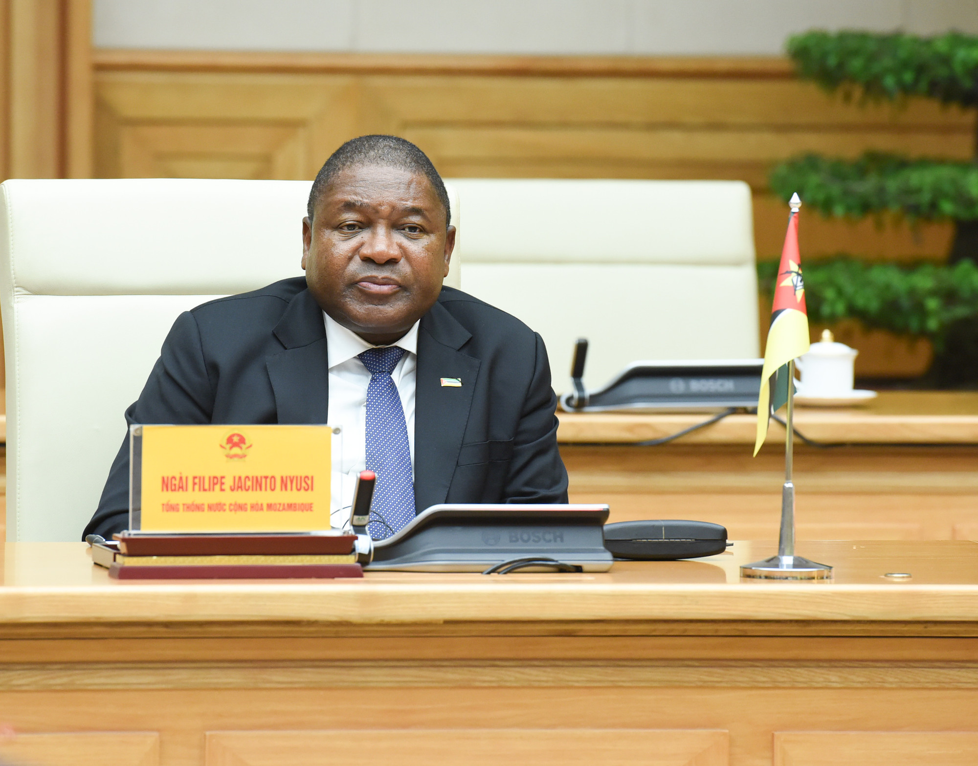 Tổng thống Cộng hòa Mozambique Filipe Jacinto Nyusi phát biểu tại hội kiến.