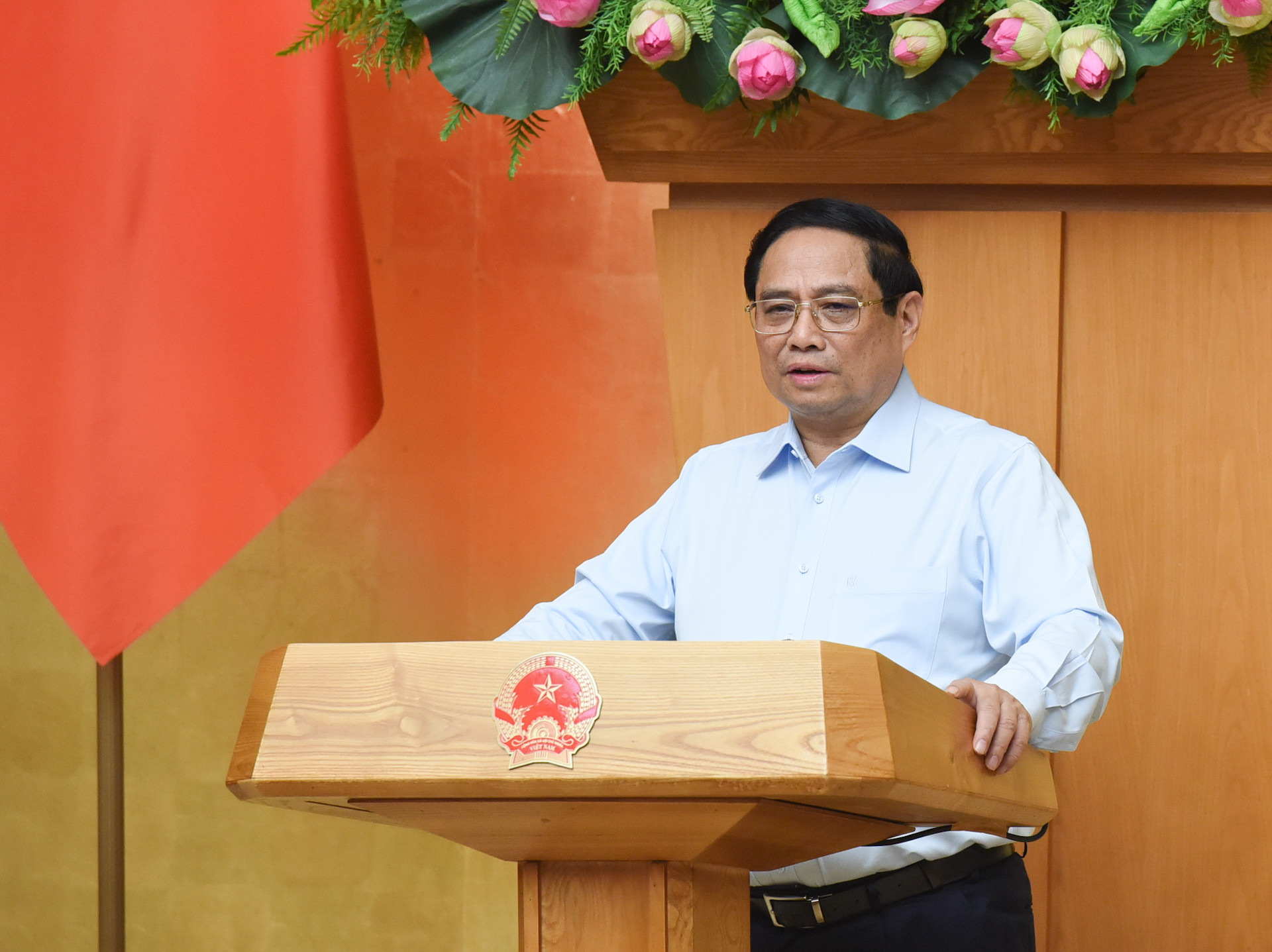 Thủ tướng Phạm Minh Chính phát biểu chỉ đạo tại Phiên họp Chính phủ thường kỳ tháng 8.