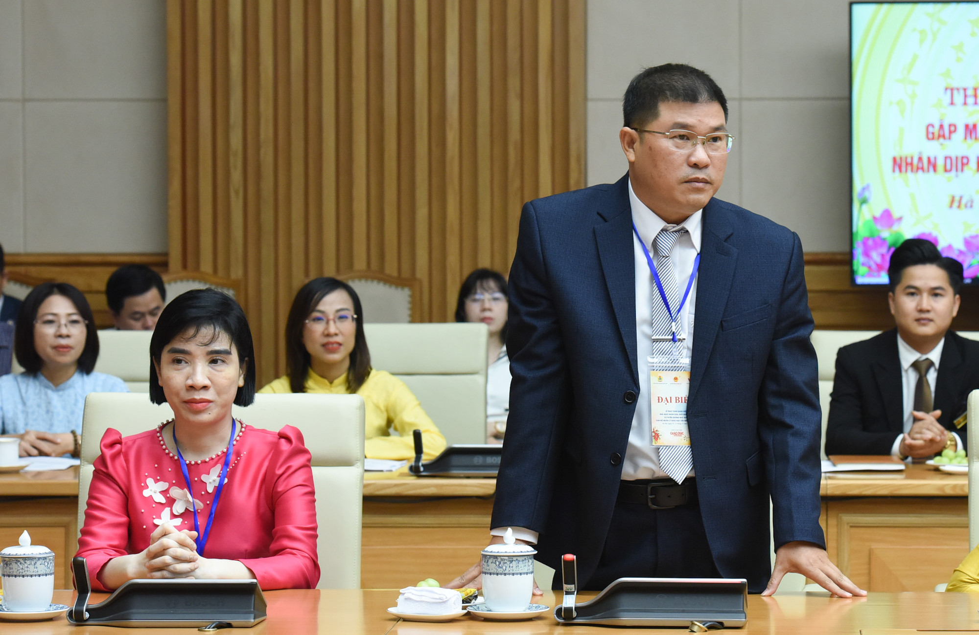 Thầy giáo Nguyễn Anh Nhật, trường Trung học cơ sở Thị trấn Tuy Phước, tỉnh Bình Định phát biểu.