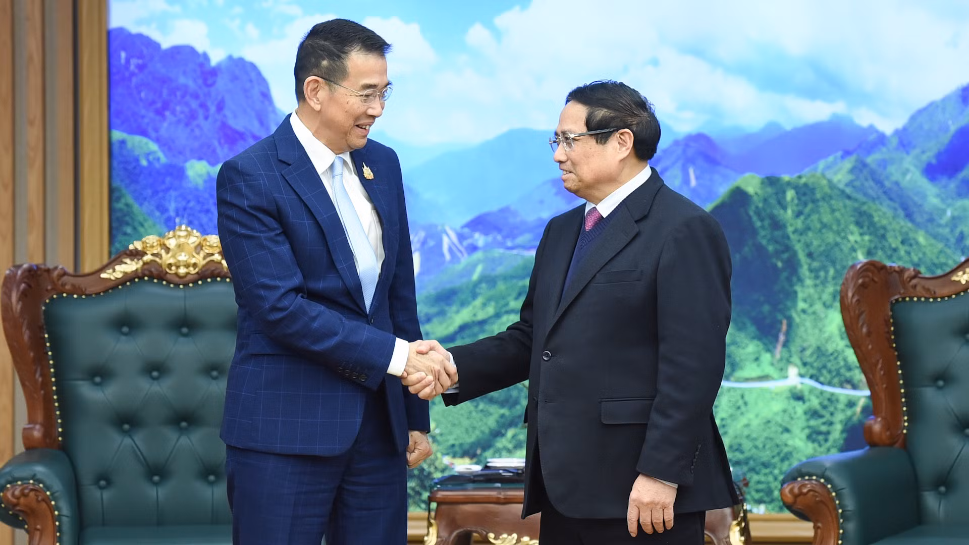 Thủ tướng Phạm Minh Chính tiếp Bộ trưởng Ngoại giao Thái Lan Maris Sangiampongsa.