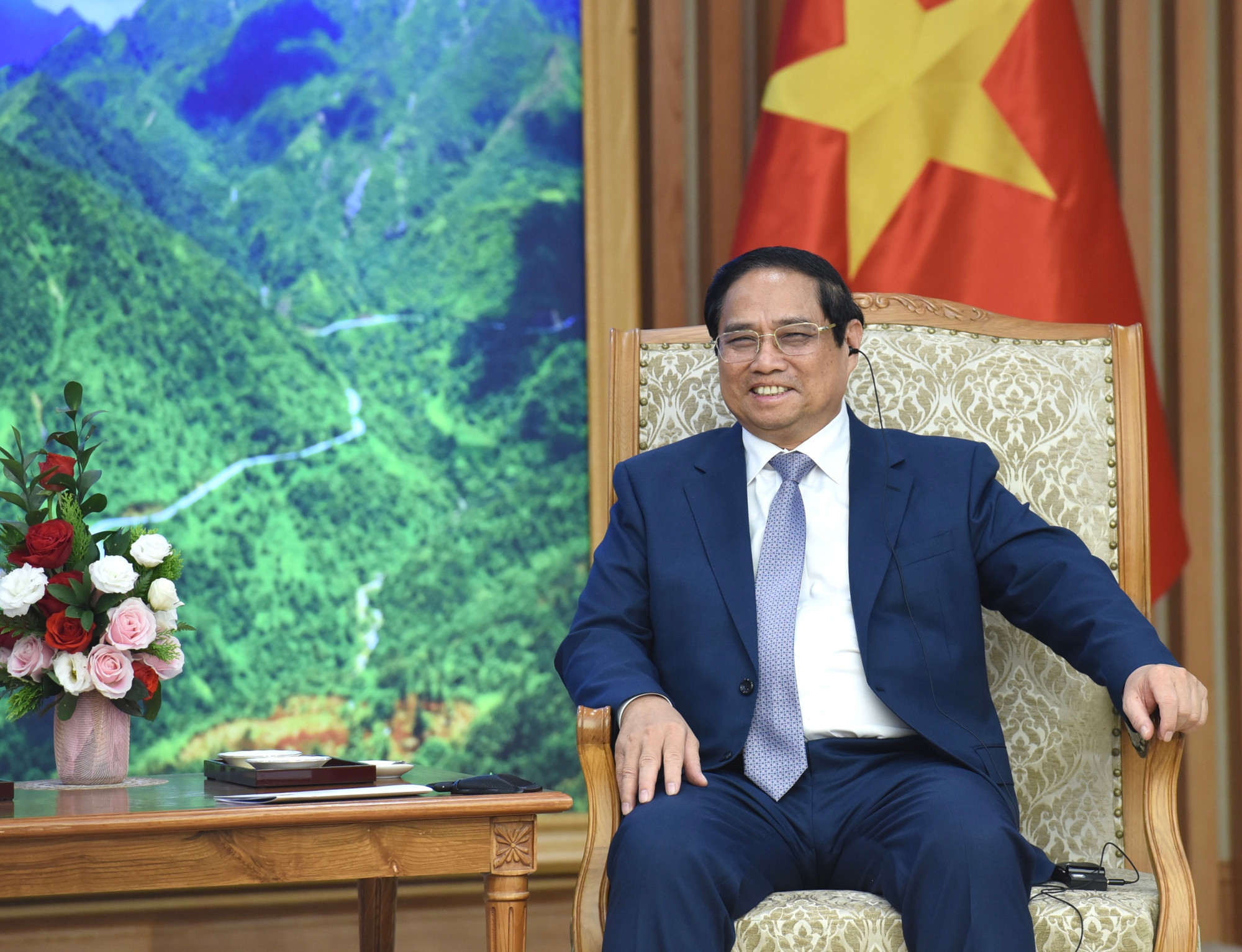 Thủ tướng Phạm Minh Chính phát biểu tại buổi tiếp đồng chí Phet Phomphiphak, Bộ trưởng Kế hoạch và Đầu tư Lào, Chủ tịch Ủy ban hợp tác Lào-Việt Nam.