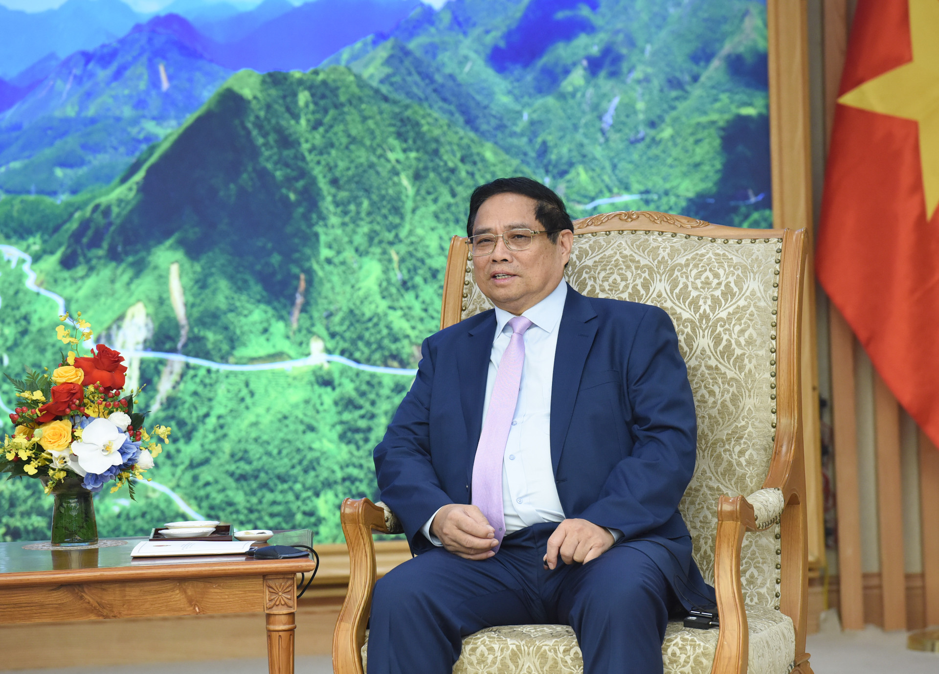 Thủ tướng Phạm Minh Chính phát biểu tại buổi tiếp.