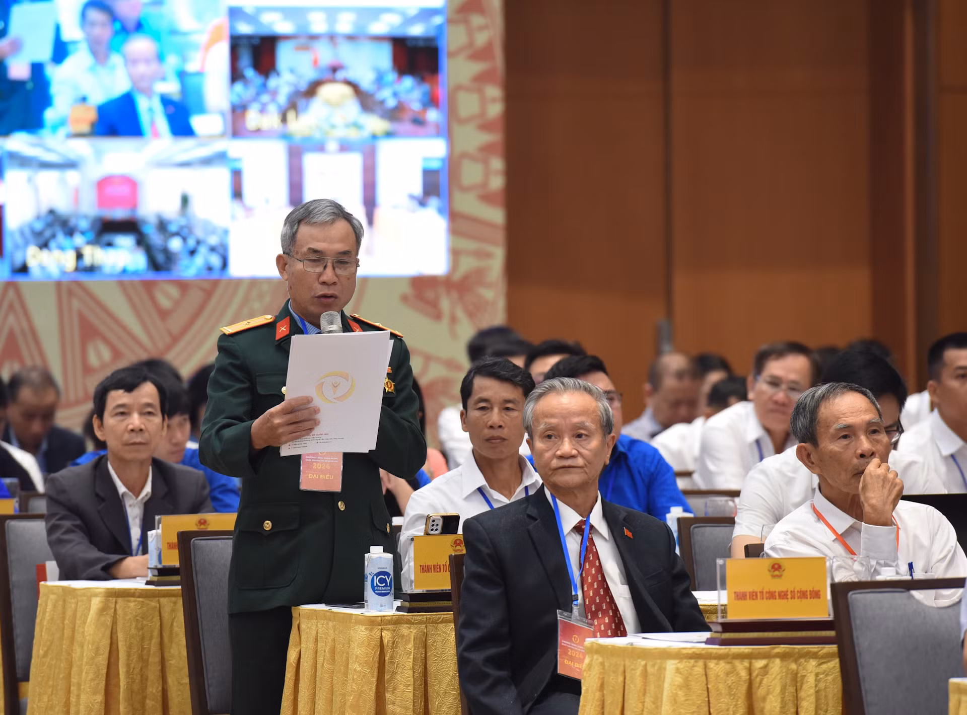 Ông Vũ Đình Kịp, cựu chiến binh phường Lam Sơn, thị xã Bỉm Sơn, tỉnh Thanh Hóa phát biểu.