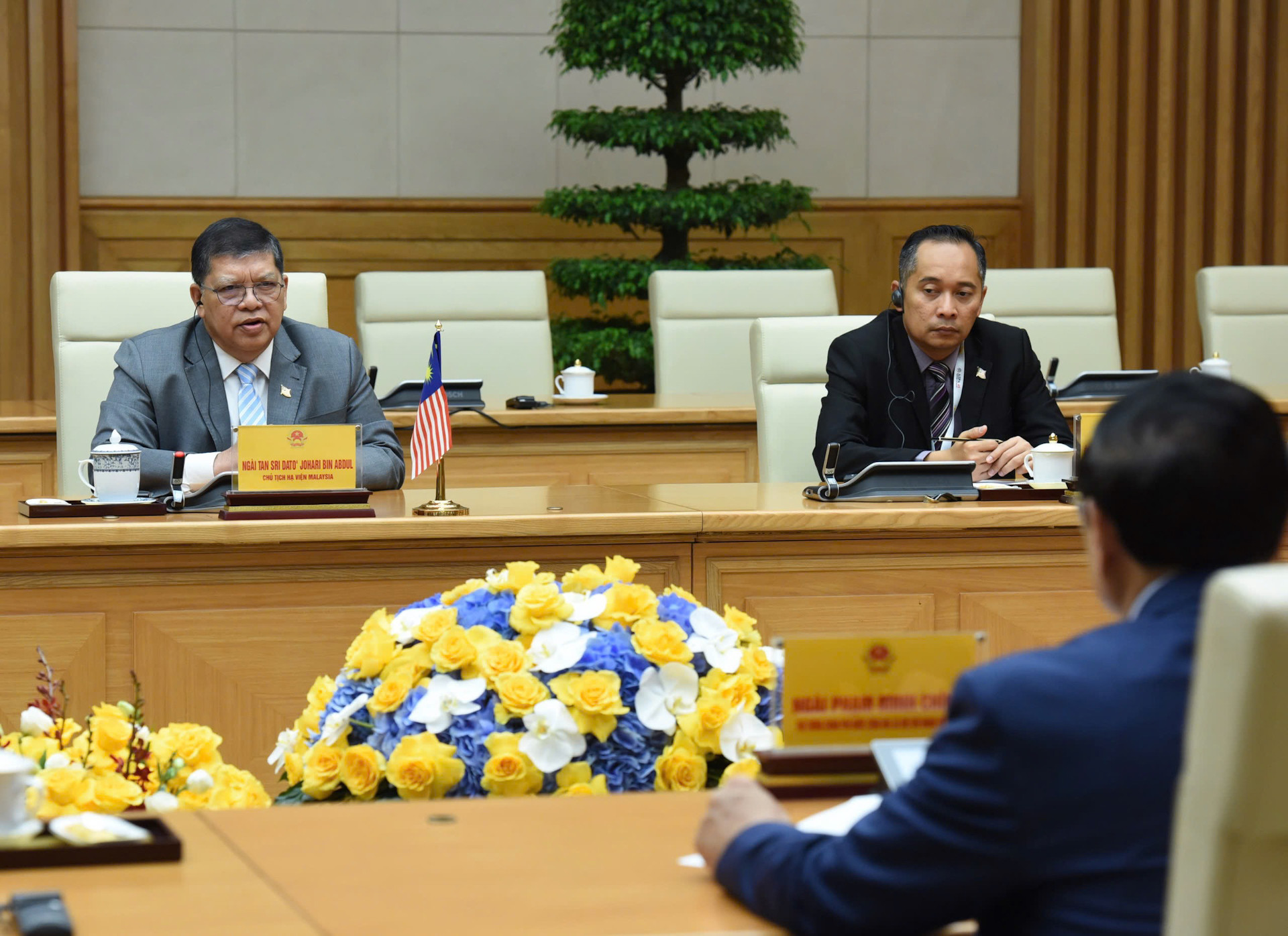 Chủ tịch Hạ viện Malaysia Tan Sri Dato’ Johari Bin Abdul phát biểu tại hội kiến.