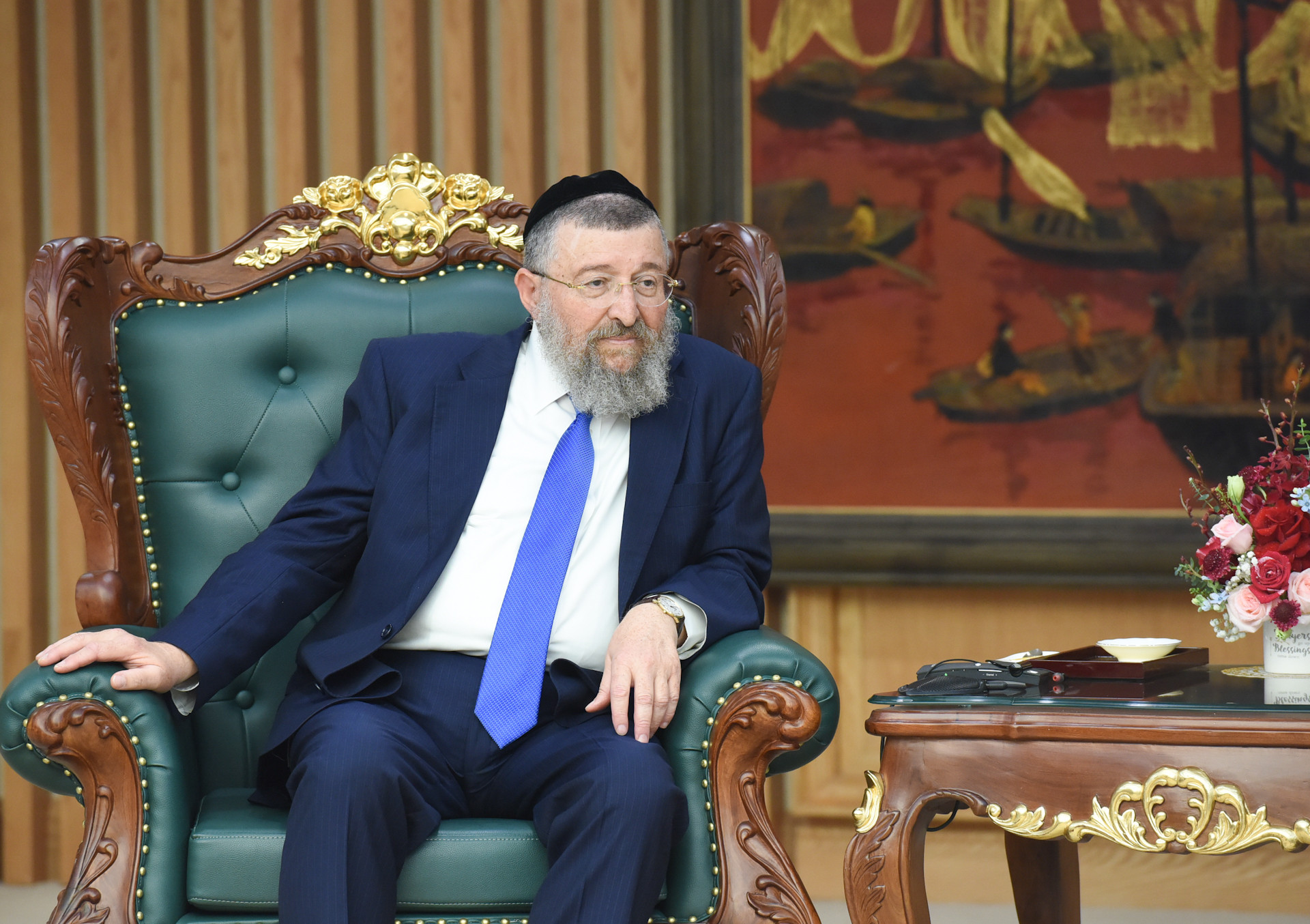 Ông Rabbi Yoav Ben Tzur, Bộ trưởng Lao động Israel phát biểu tại buổi tiếp.