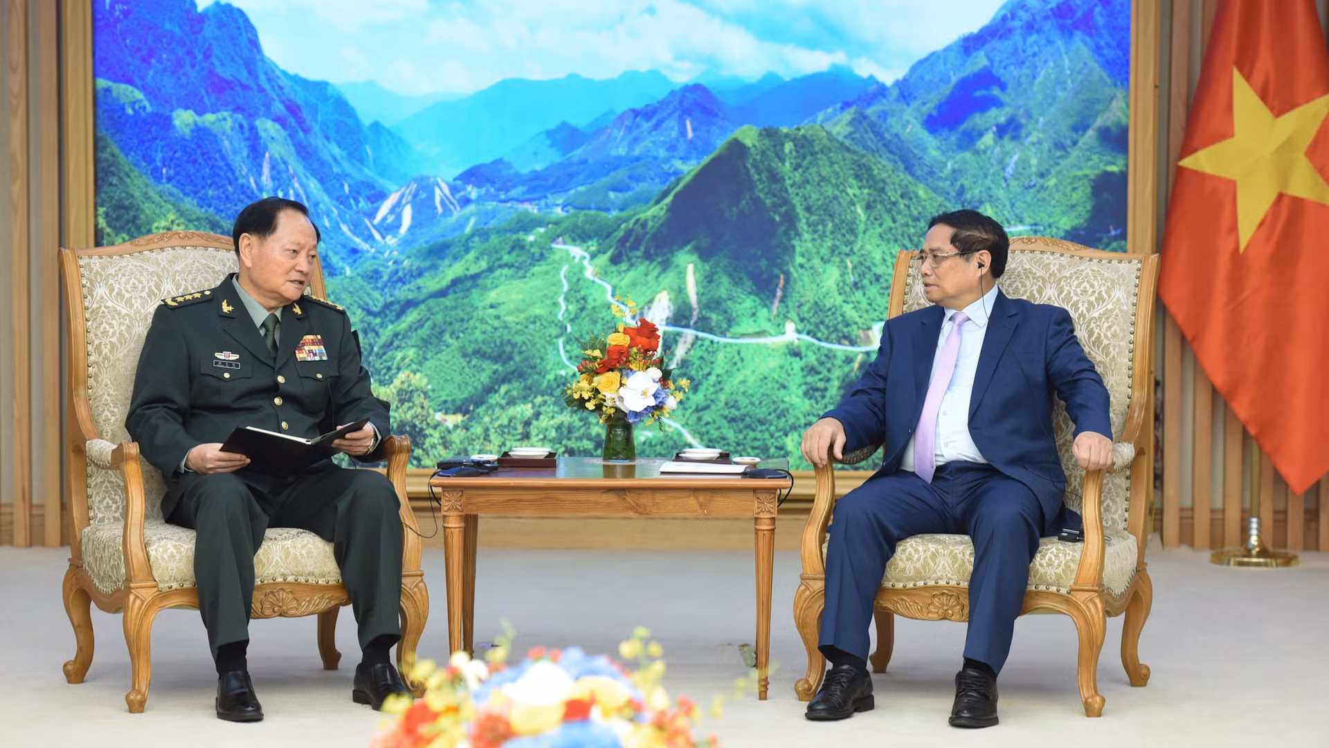 Thủ tướng Phạm Minh Chính tiếp Thượng tướng Trương Hựu Hiệp, Ủy viên Bộ Chính trị, Phó Chủ tịch Quân ủy Trung ương Trung Quốc.