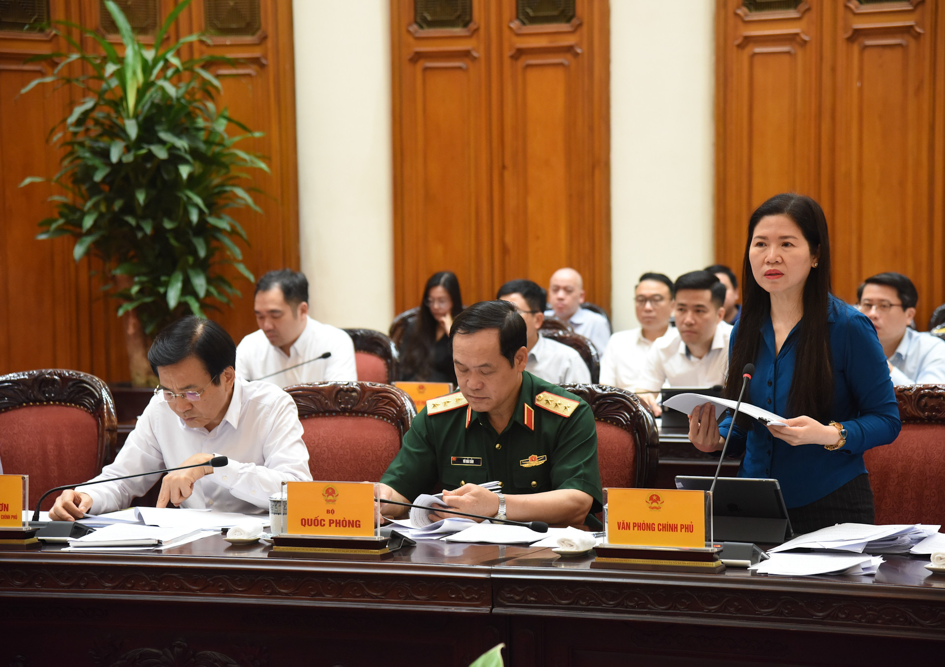 Phó Chủ nhiệm Văn phòng Chính phủ Mai Thị Thu Vân phát biểu.