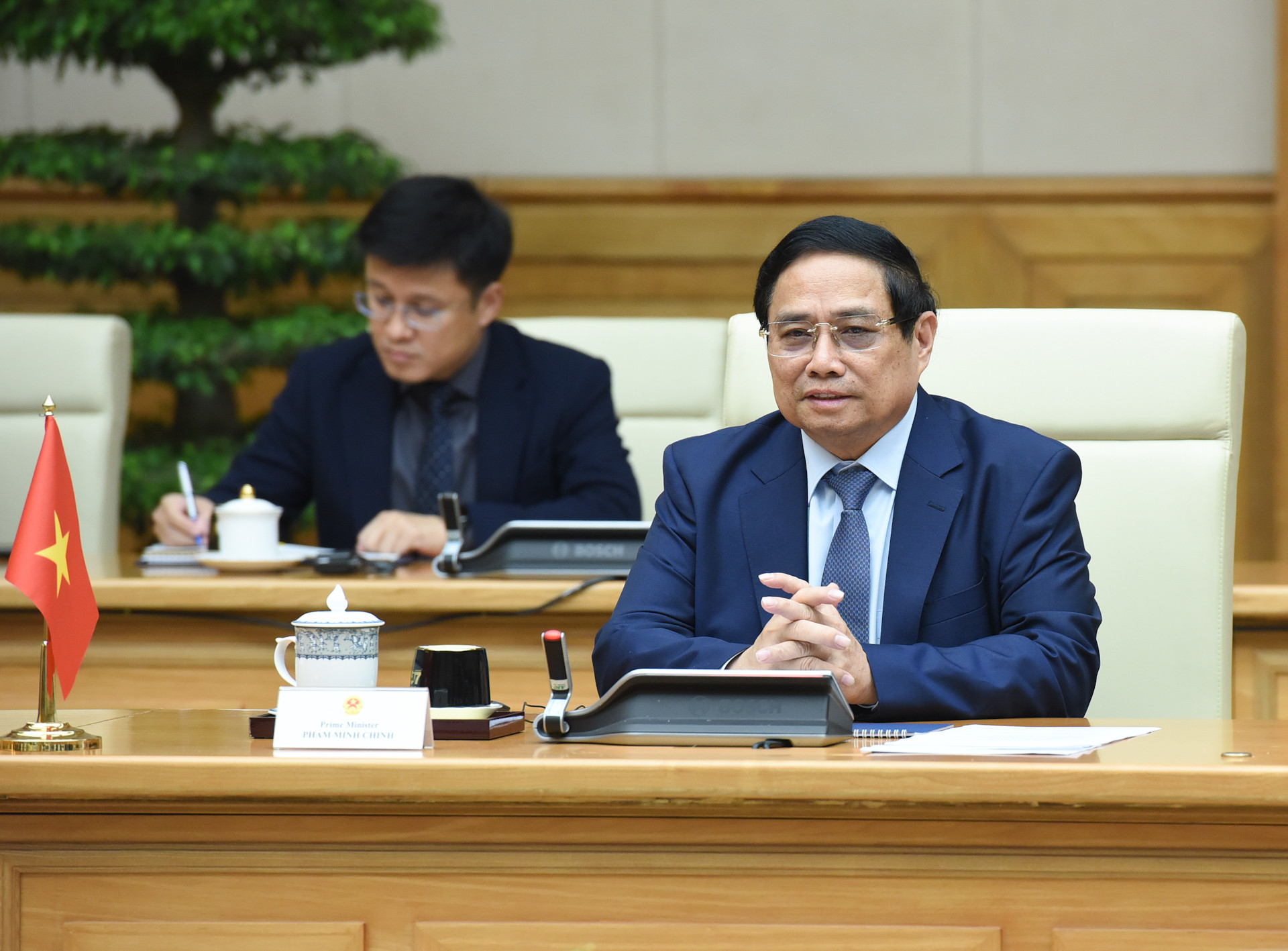 Thủ tướng Phạm Minh Chính phát biểu tại buổi hội kiến.