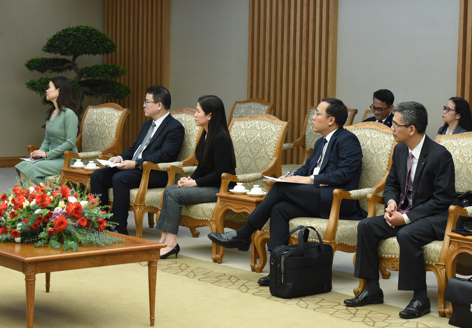 Đại diện lãnh đạo các bộ, ban, ngành của Chính phủ Việt Nam dự buổi tiếp.