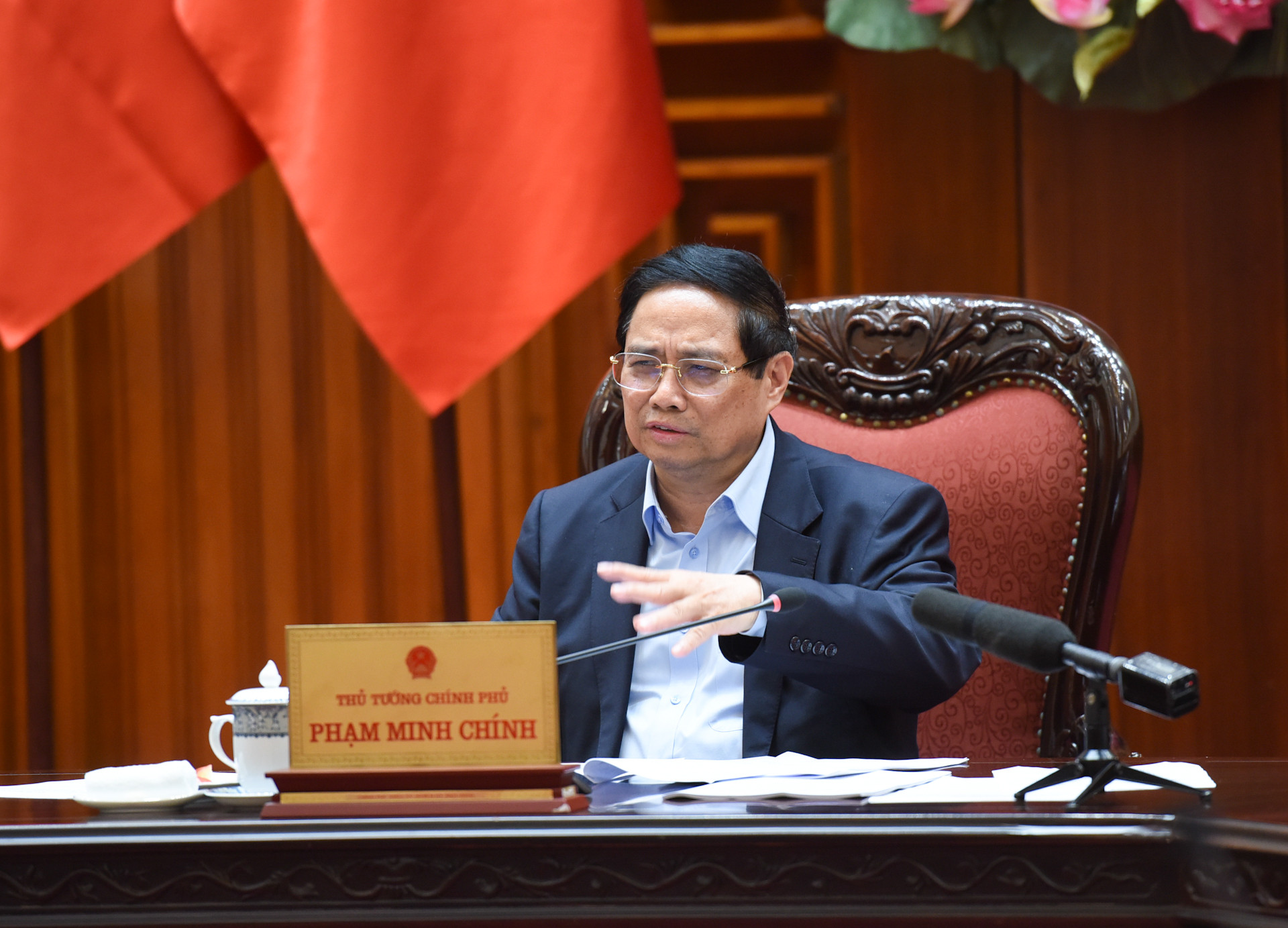 Thủ tướng Phạm Minh Chính phát biểu chỉ đạo tại cuộc họp. Thủ tướng Phạm Minh Chính phát biểu chỉ đạo tại cuộc họp.