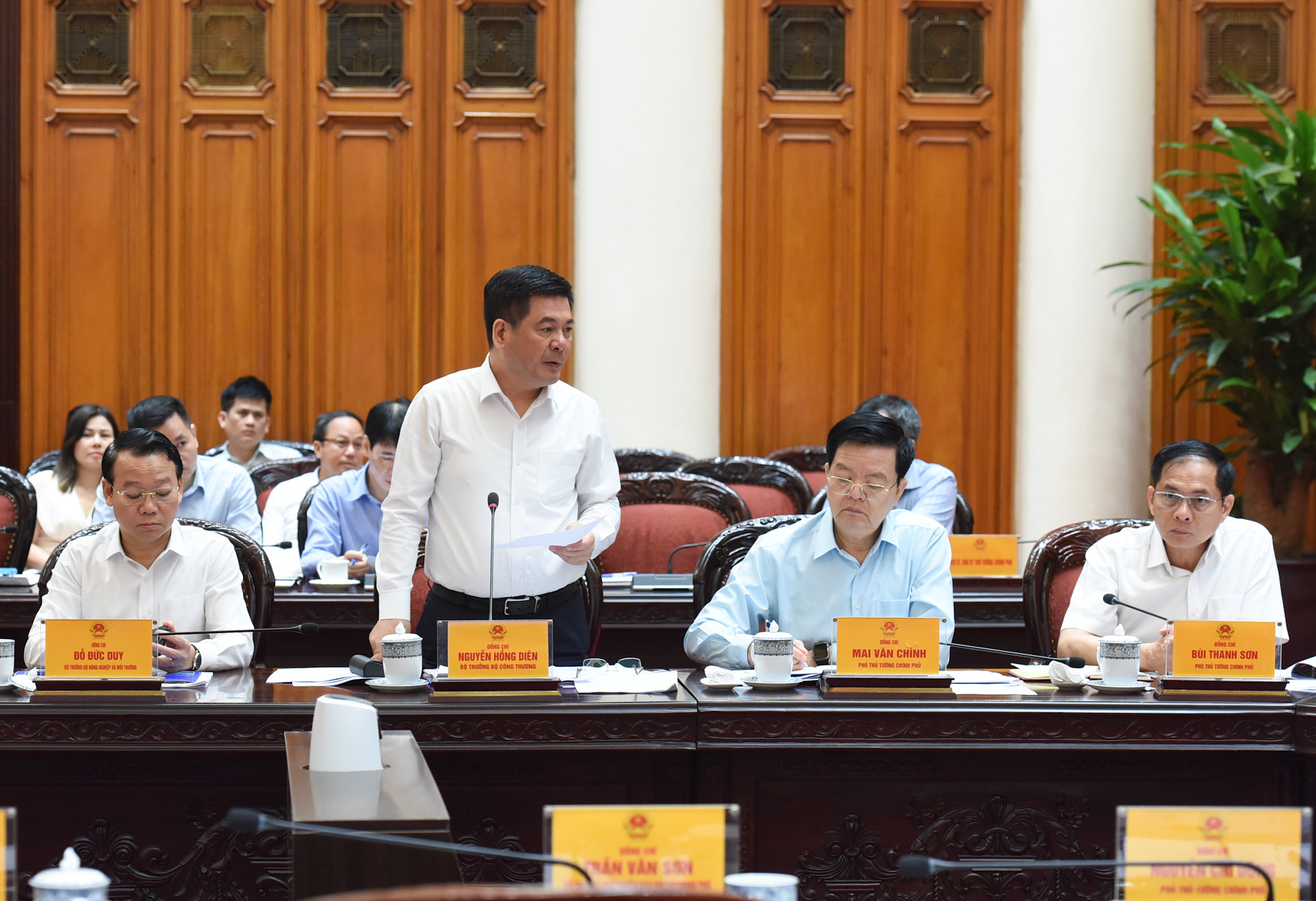 Bộ trưởng Công thương, Trưởng Đoàn đàm phán Chính phủ Nguyễn Hồng Diên phát biểu.