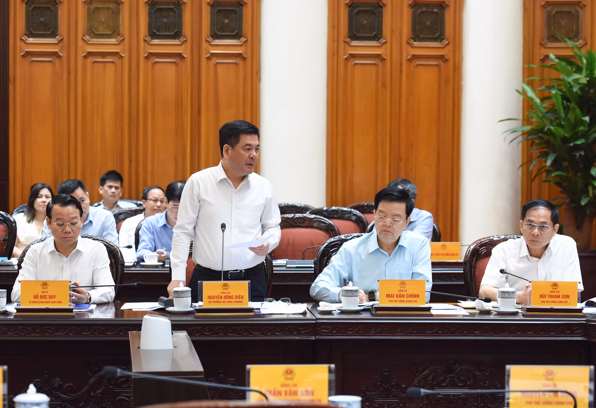 Bộ trưởng Công thương, Trưởng Đoàn đàm phán Chính phủ Nguyễn Hồng Diên phát biểu.